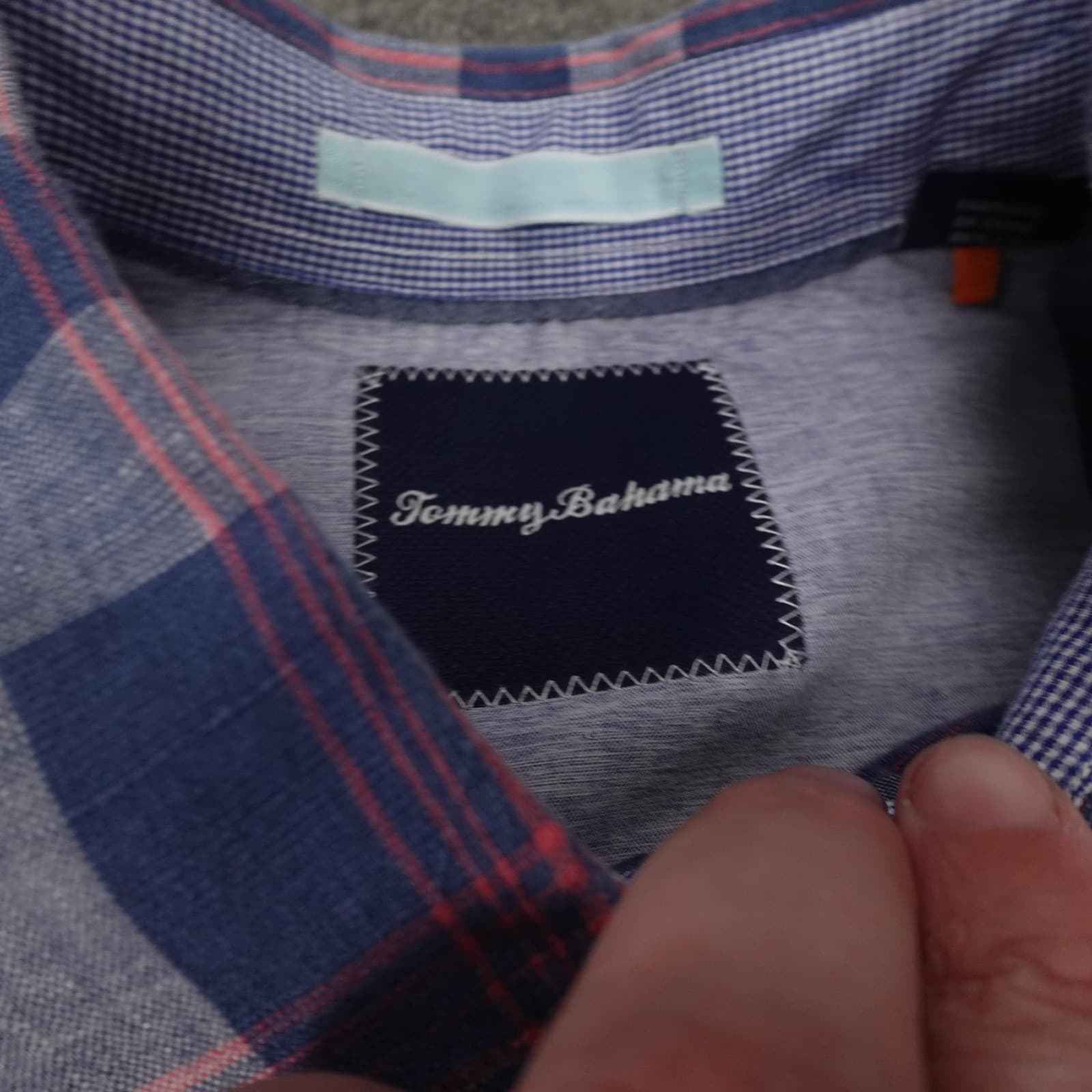 Tommy Bahama Shirt Mens Large Blue Plaid Linen Cotton Button Front Long Sleeve - Thumbnail 3