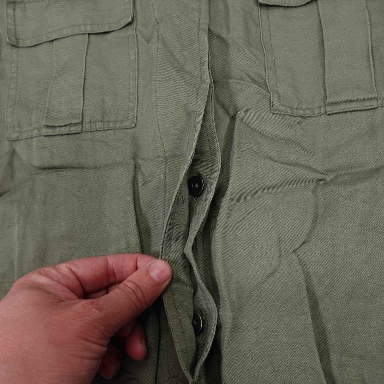 Rails Jacket Medium Green Military Twill Fringe Raw Hem Utility Lightweight - Thumbnail 7