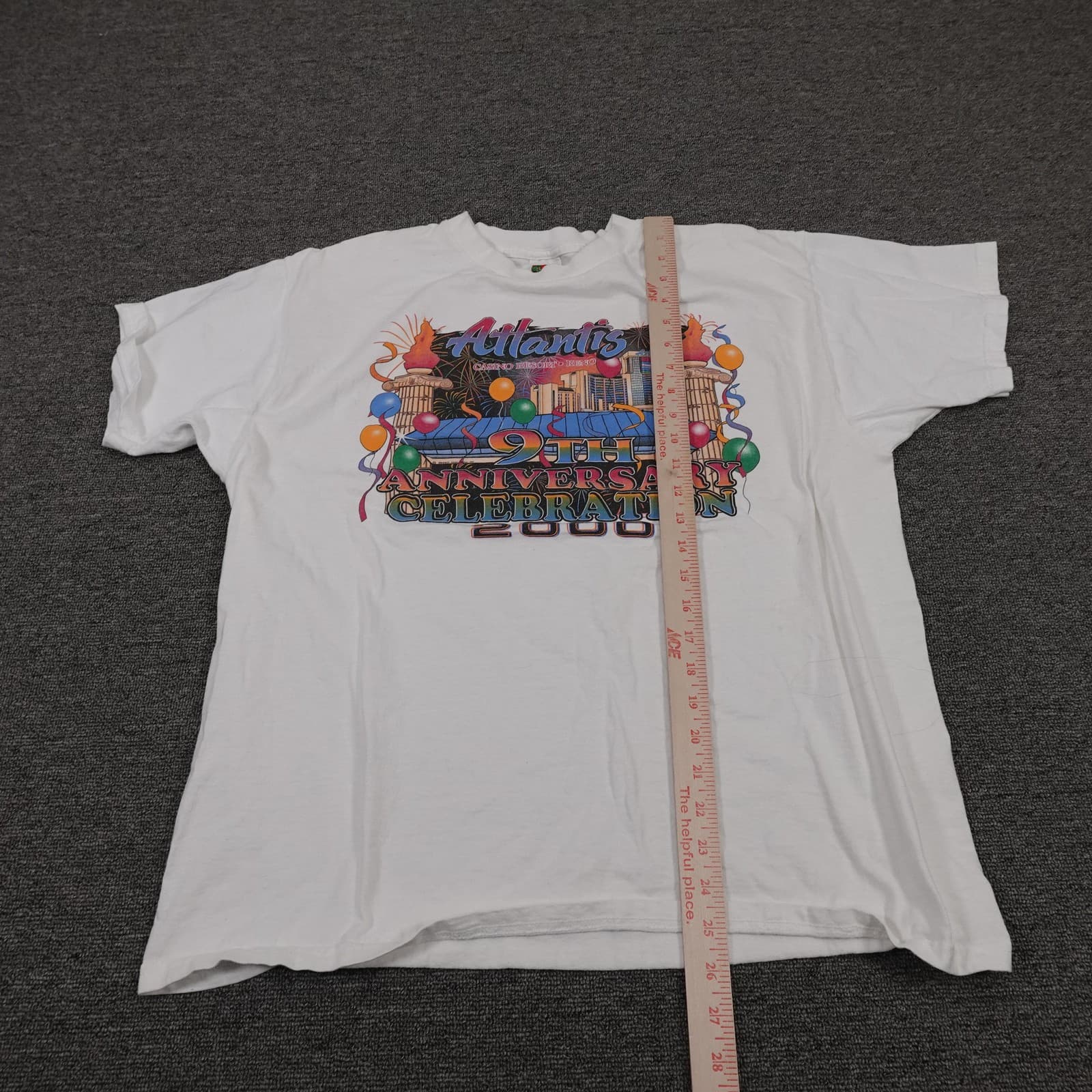 Vintage Atlantis Fruit Of The Loom Shirt Mens XL White Reno 9th Anniversary 2000 - Thumbnail 5