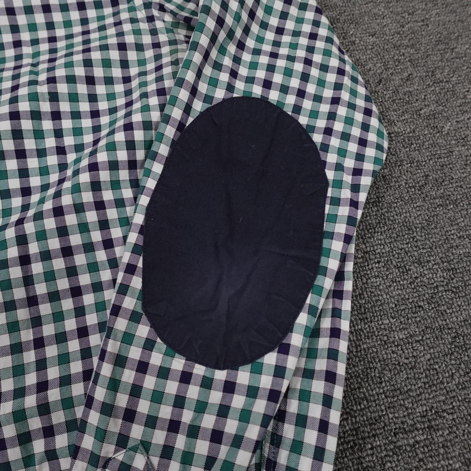 Zara Man Shirt Mens Medium Multicolor Check Long Sleeve Elbow Patch Slim Fit - Thumbnail 2
