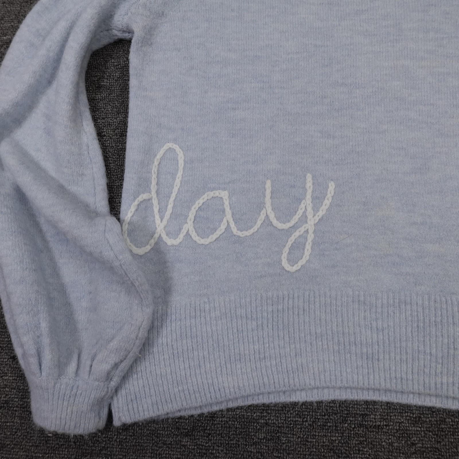 LC Lauren Conrad Sweater Womens Small Blue Sunday Graphic Crewneck Knit - Thumbnail 8