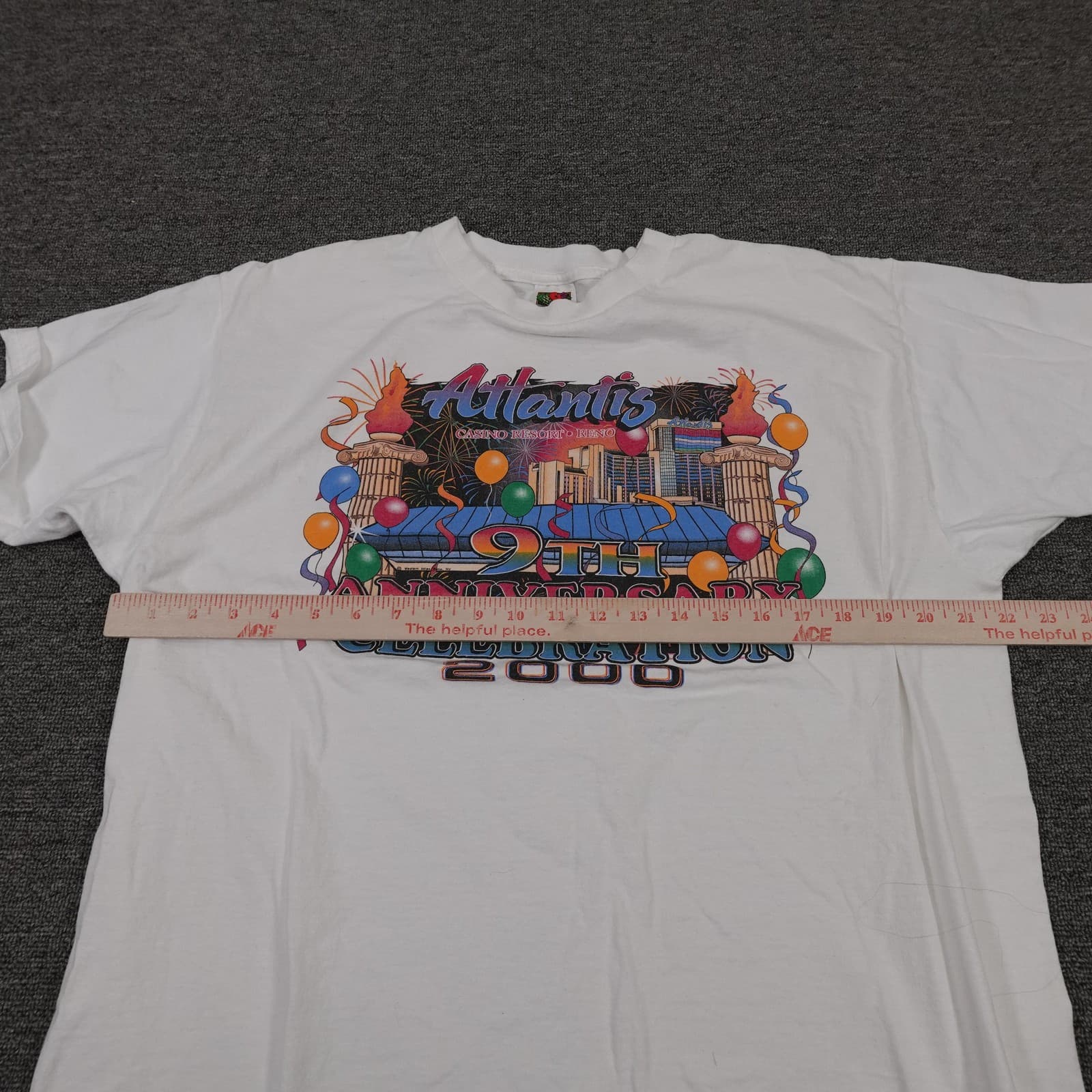 Vintage Atlantis Fruit Of The Loom Shirt Mens XL White Reno 9th Anniversary 2000 - Thumbnail 4