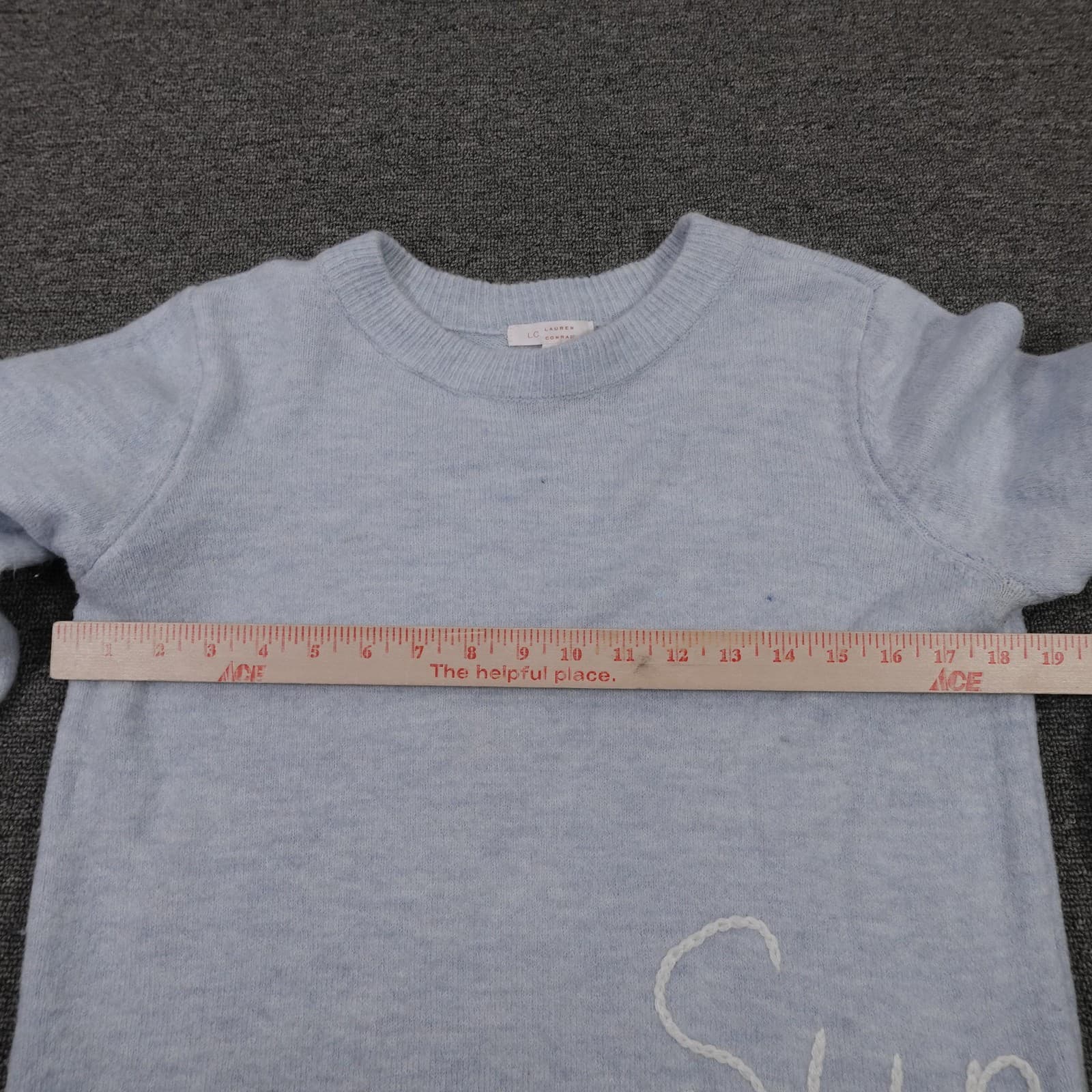 LC Lauren Conrad Sweater Womens Small Blue Sunday Graphic Crewneck Knit - Thumbnail 5