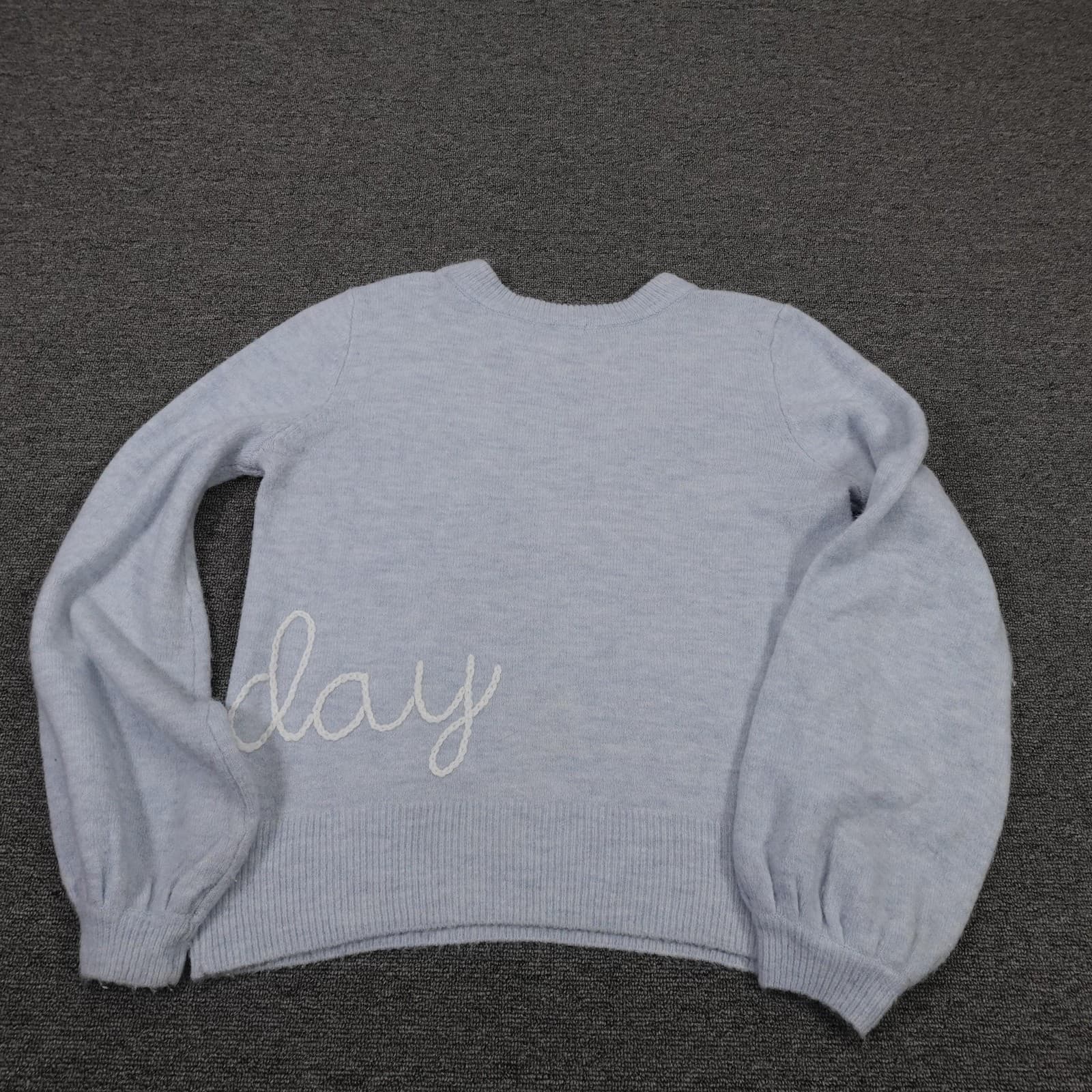 LC Lauren Conrad Sweater Womens Small Blue Sunday Graphic Crewneck Knit - Thumbnail 7