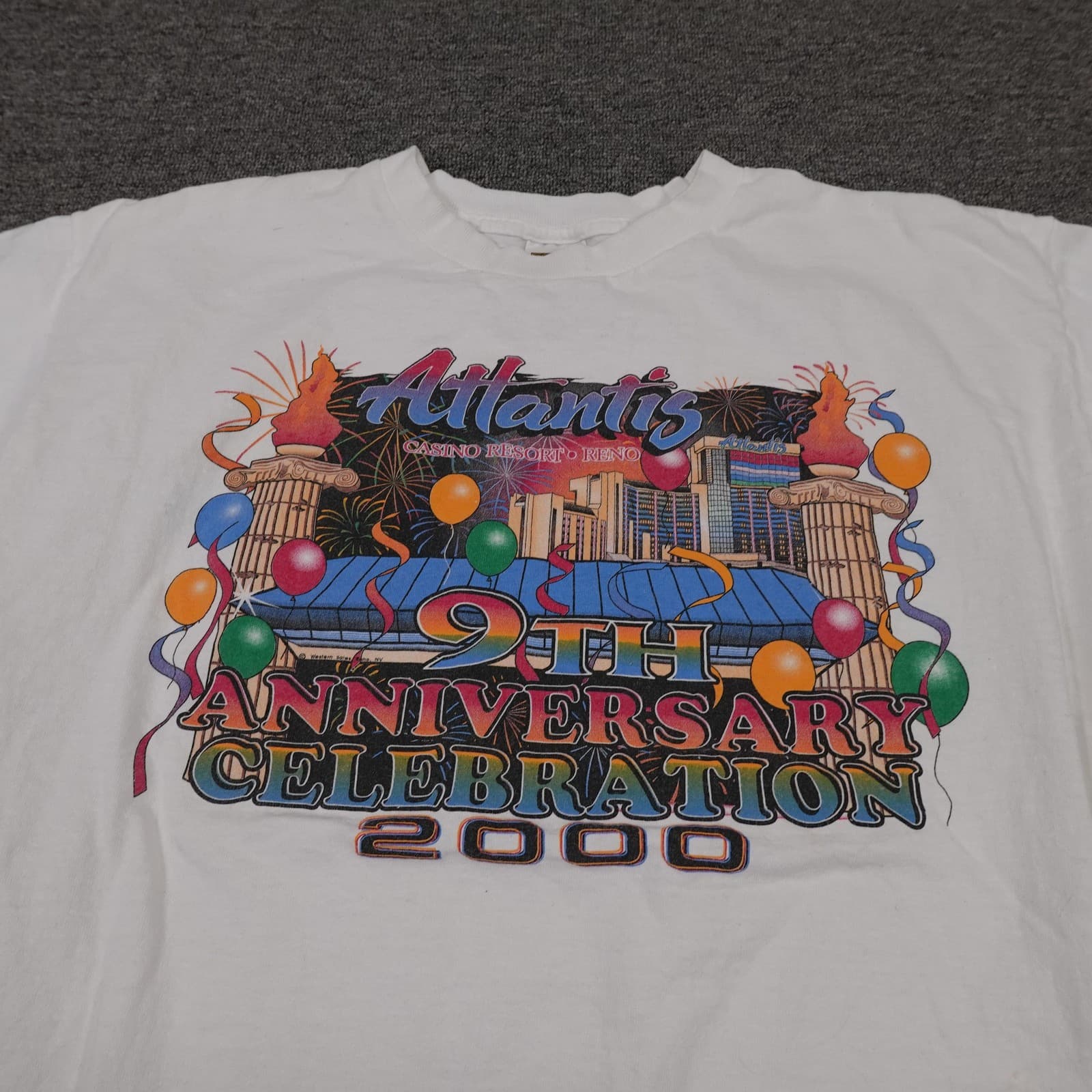 Vintage Atlantis Fruit Of The Loom Shirt Mens XL White Reno 9th Anniversary 2000 - Thumbnail 2