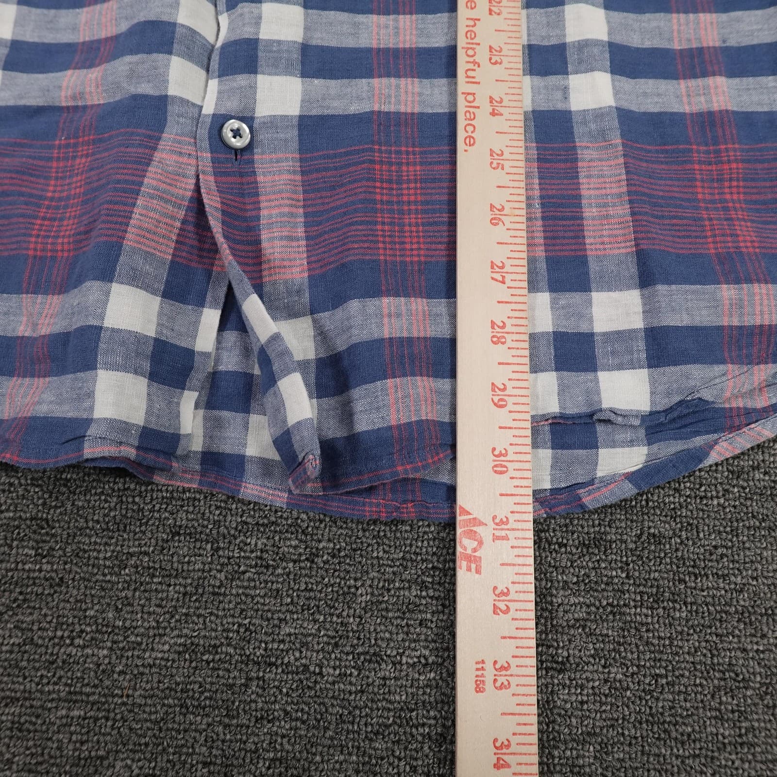 Tommy Bahama Shirt Mens Large Blue Plaid Linen Cotton Button Front Long Sleeve - Thumbnail 8