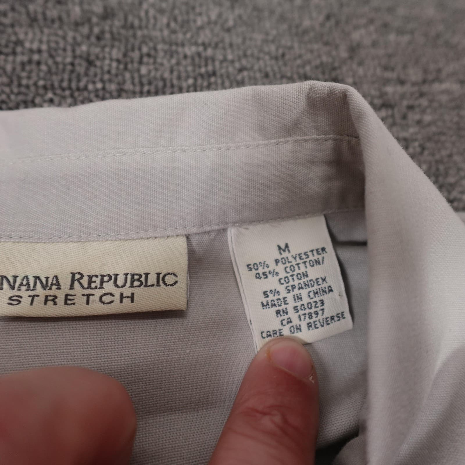 Banana Republic Shirt Womens Medium Gray Stretch Button Up Long Sleeve Work Top - Thumbnail 3