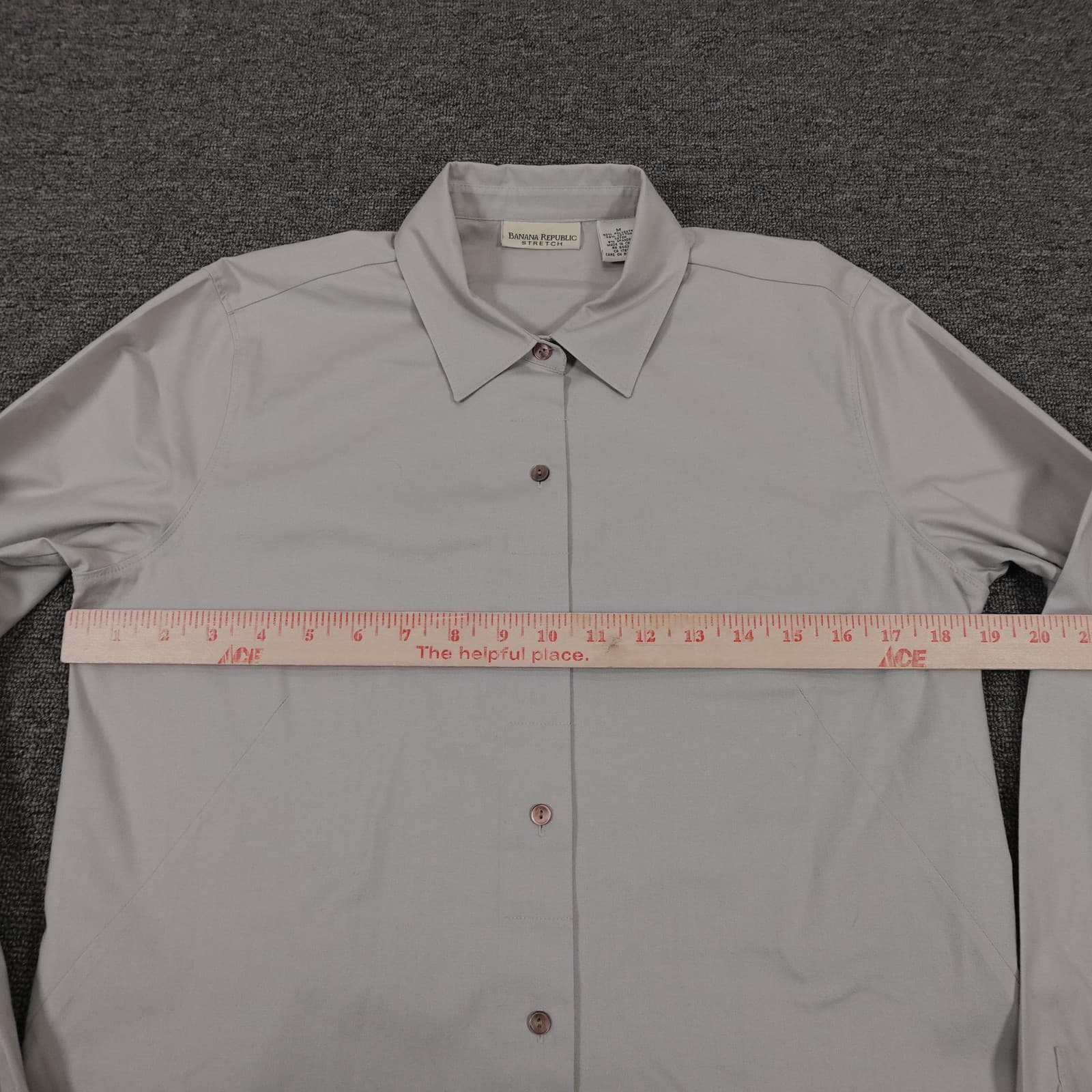 Banana Republic Shirt Womens Medium Gray Stretch Button Up Long Sleeve Work Top - Thumbnail 4