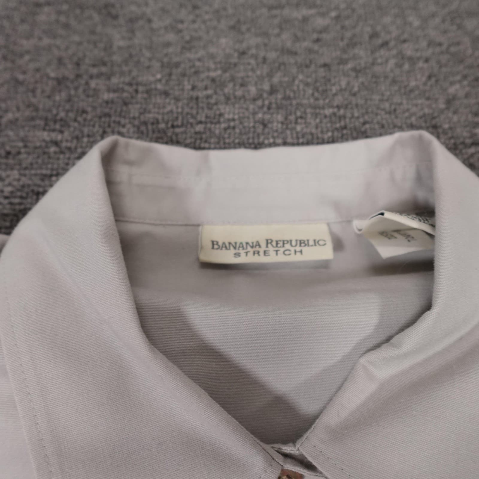 Banana Republic Shirt Womens Medium Gray Stretch Button Up Long Sleeve Work Top - Thumbnail 2