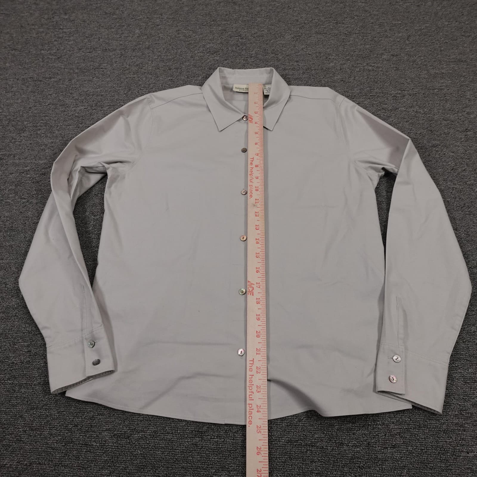 Banana Republic Shirt Womens Medium Gray Stretch Button Up Long Sleeve Work Top - Thumbnail 5