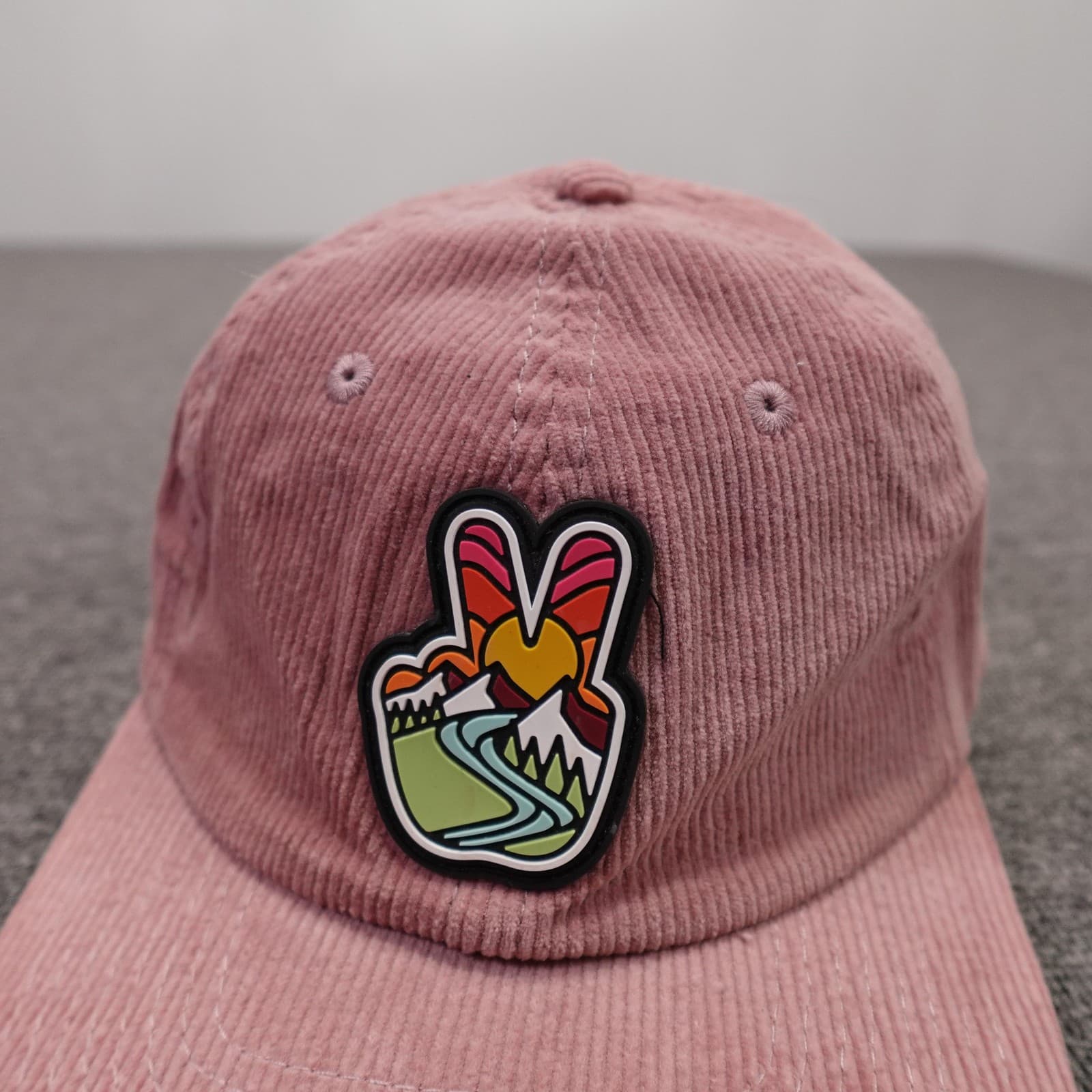 Atomicchild Hat Cap Strap Back Mens One Size Pink Corduroy Peace Patch Baseball - Thumbnail 2