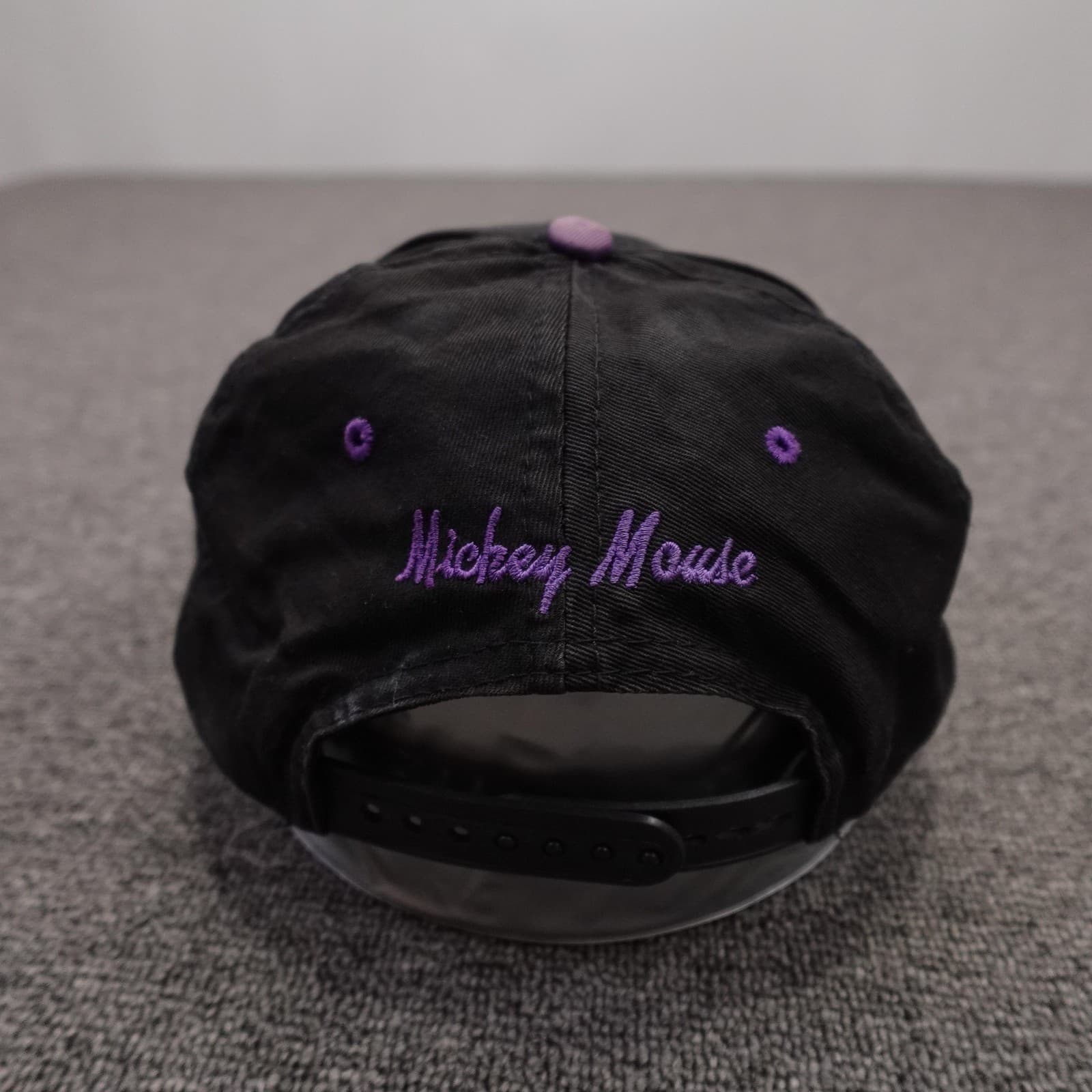 Vintage Mickey Mouse Hat Cap Snap Back Mens One Size Purple Black Cartoon - Thumbnail 4