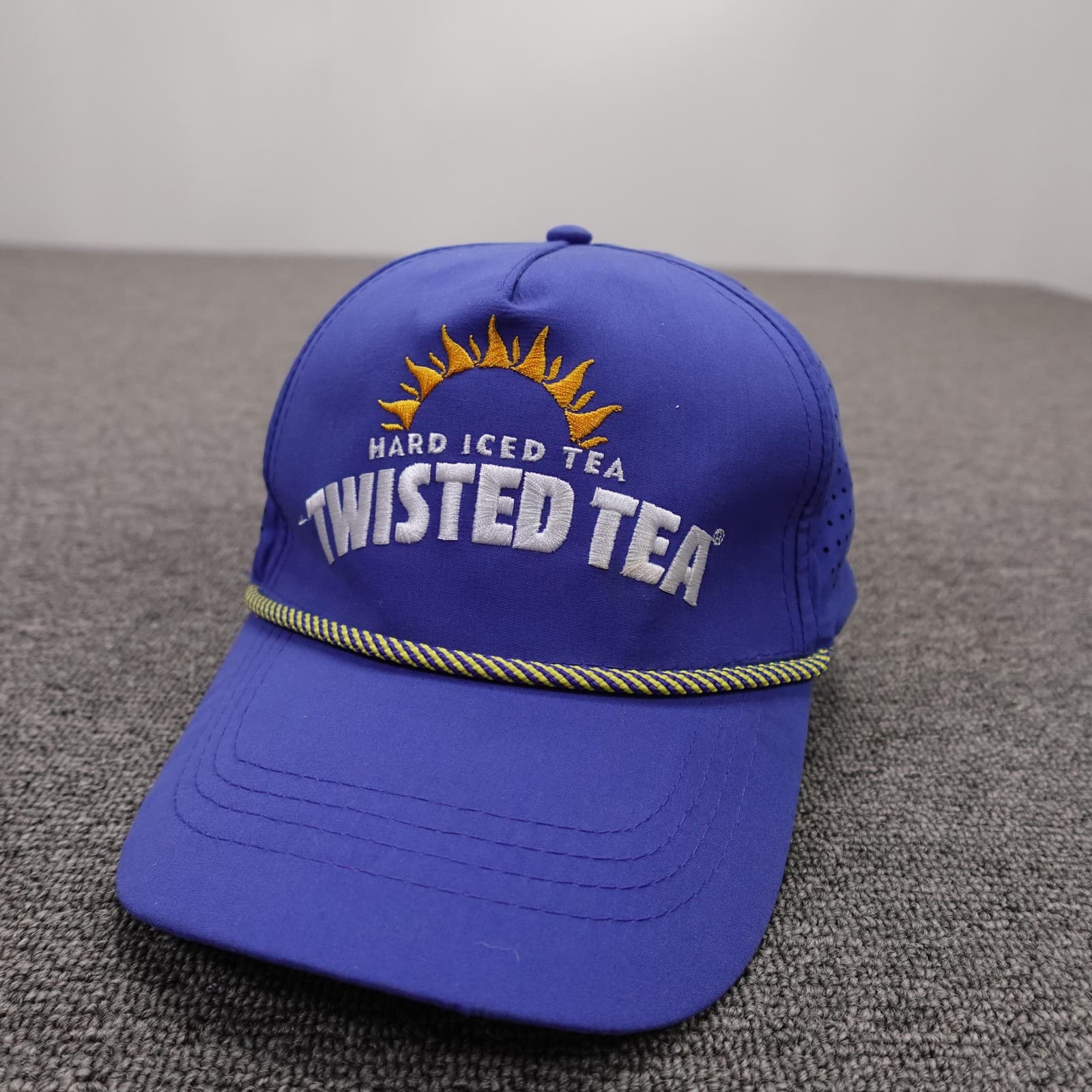Twisted Tea Hat Cap Snap Back Mens One Size Blue Rope Perforated Baseball Beer