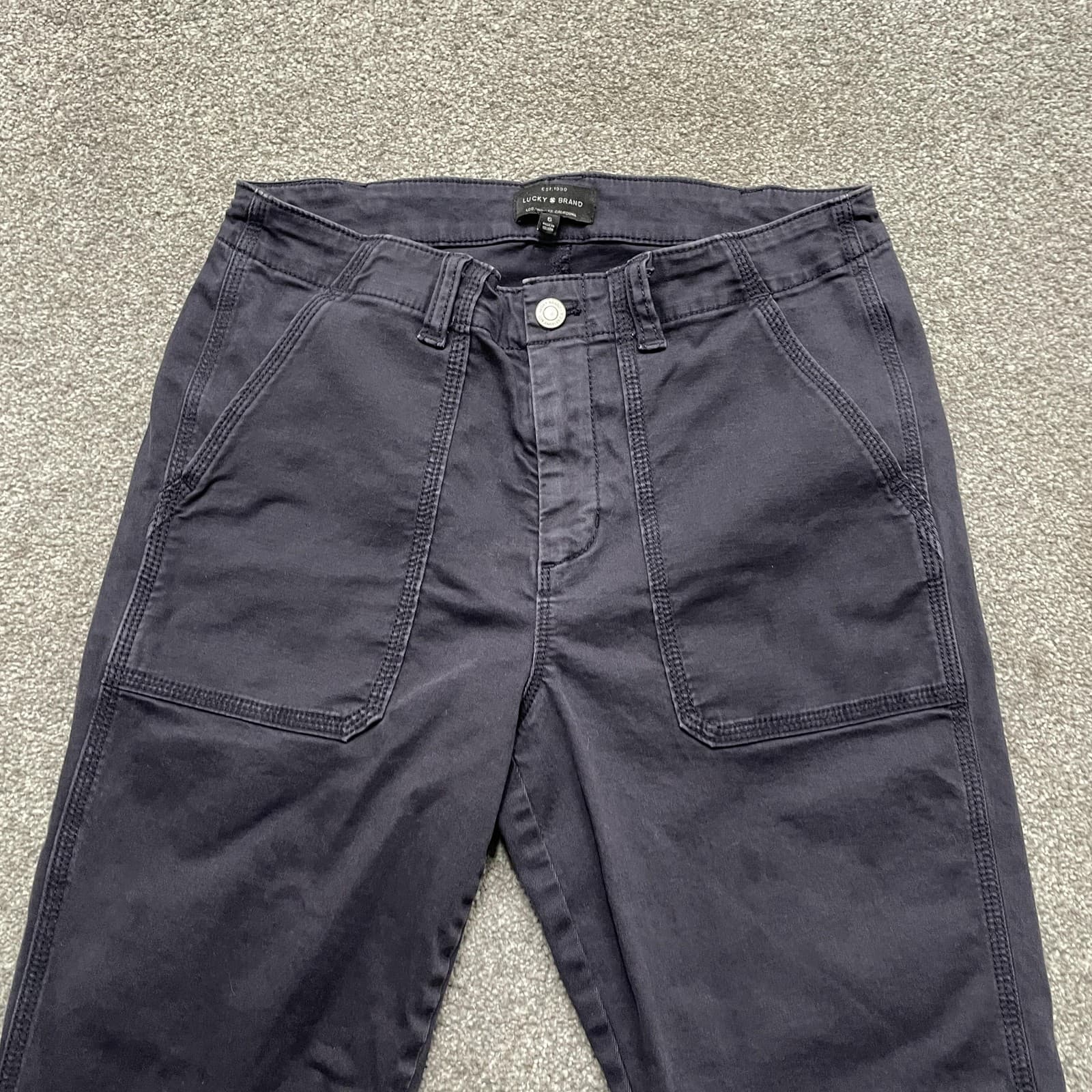 Lucky Brand Pants Womens 6 Navy Utility Ankle Zip Stretch Cotton Blend Tapered - Thumbnail 3