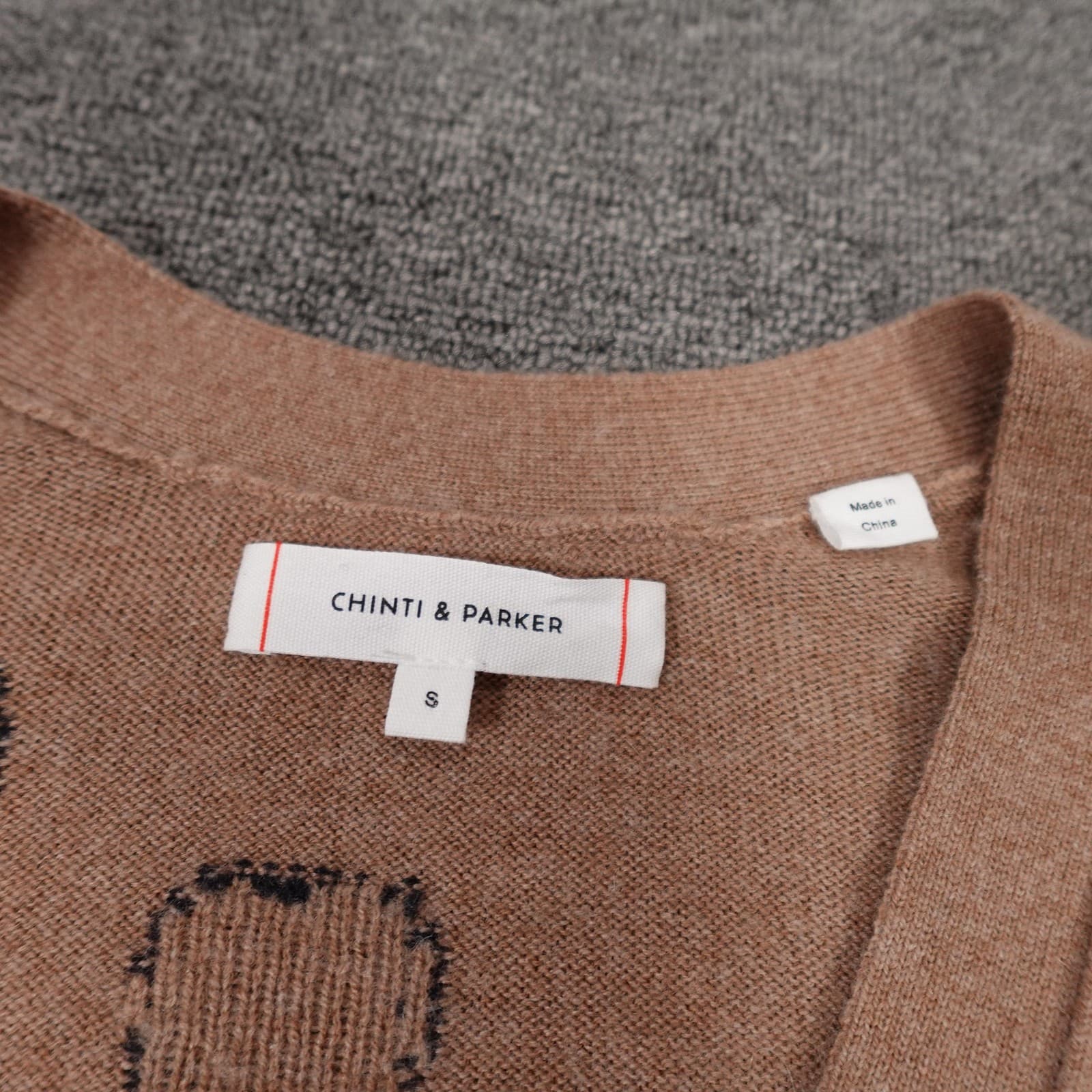 Chinti & Parker Cardigan Sweater Womens Small Brown Leopard Wool Cashmere V Neck - Thumbnail 2