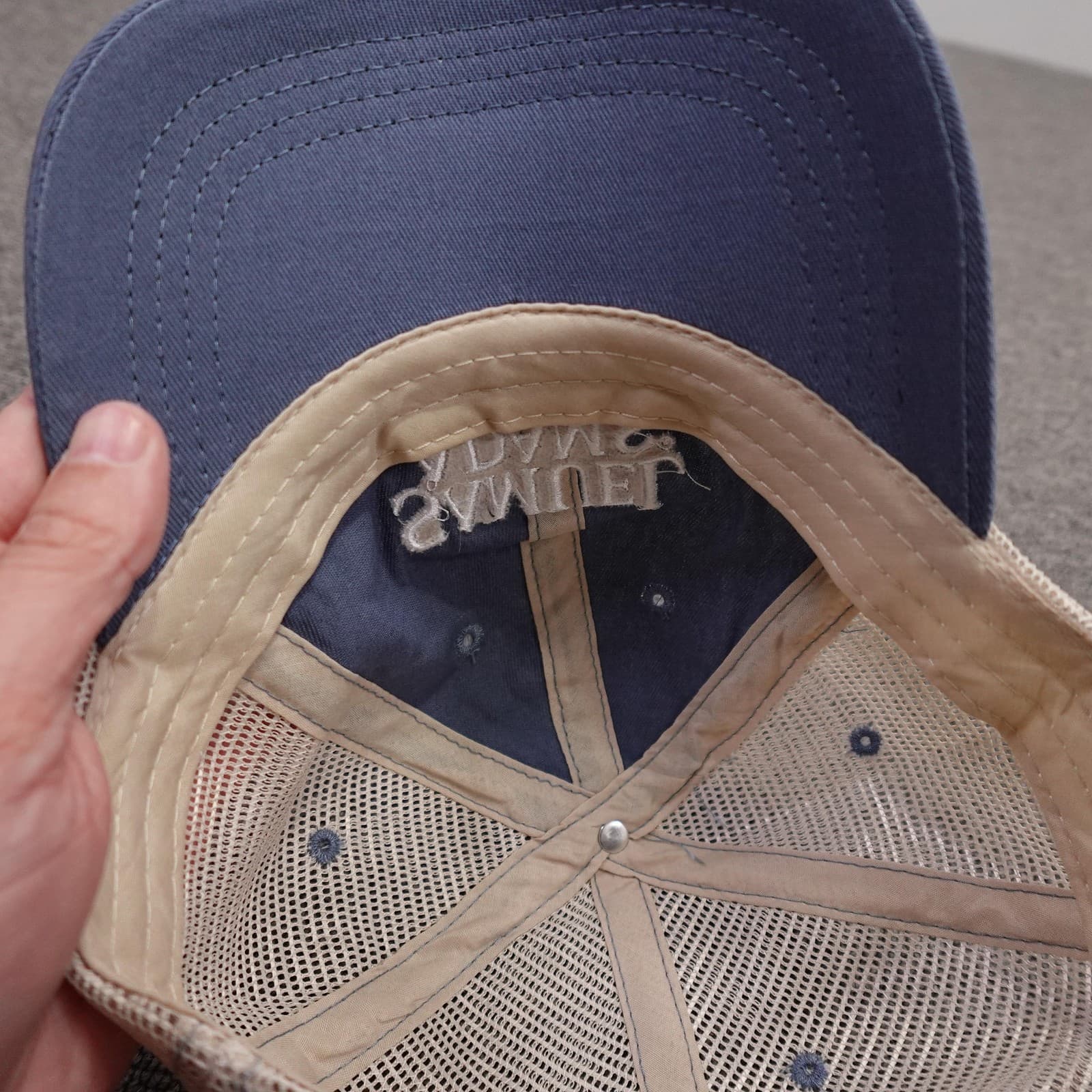Samuel Adams Navy Tan Trucker Hat Mesh Snapback Cap Beer Logo Adult Adjustable - Thumbnail 7