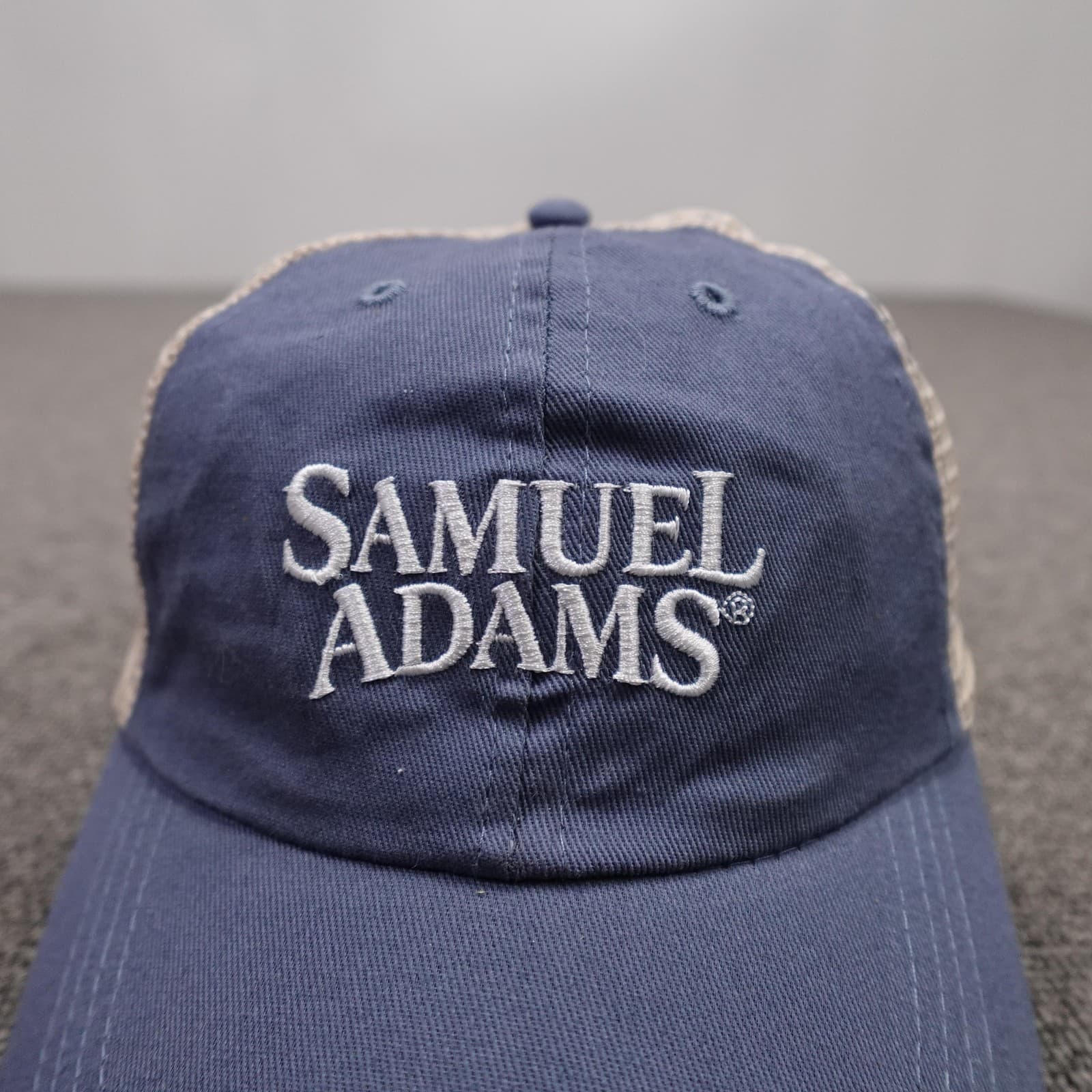 Samuel Adams Navy Tan Trucker Hat Mesh Snapback Cap Beer Logo Adult Adjustable - Thumbnail 2