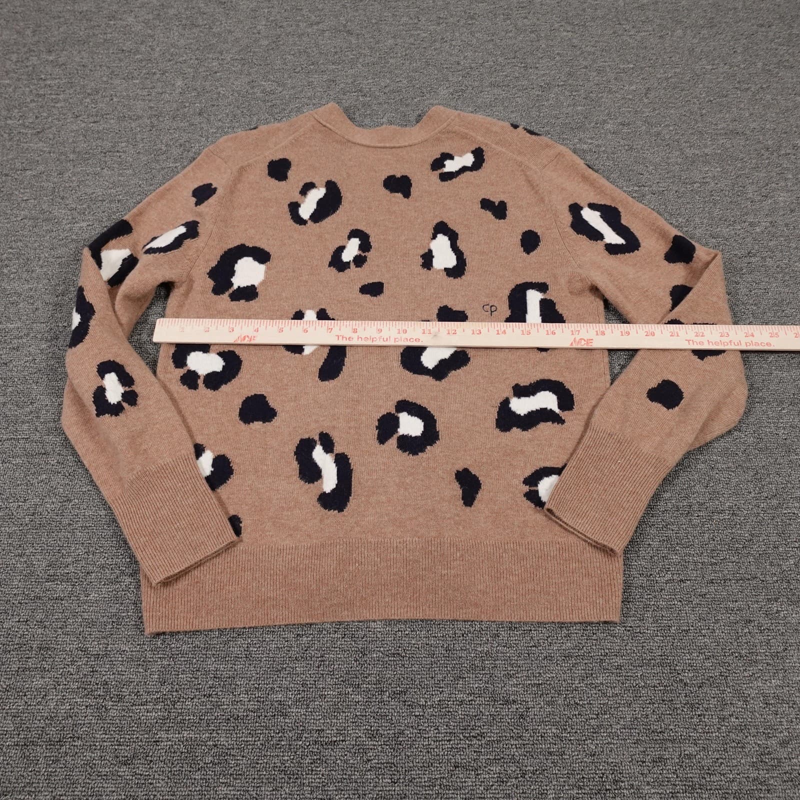 Chinti & Parker Cardigan Sweater Womens Small Brown Leopard Wool Cashmere V Neck - Thumbnail 3