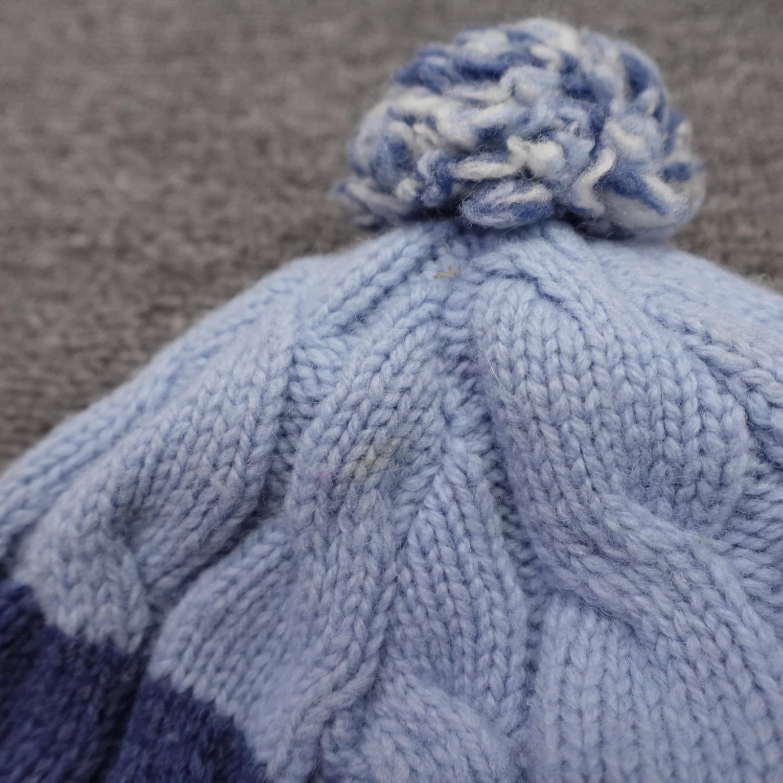Patagonia Hat Beanie Fitted Mens One Size Blue Cable Knit Cuffed Pom Winter - Thumbnail 4