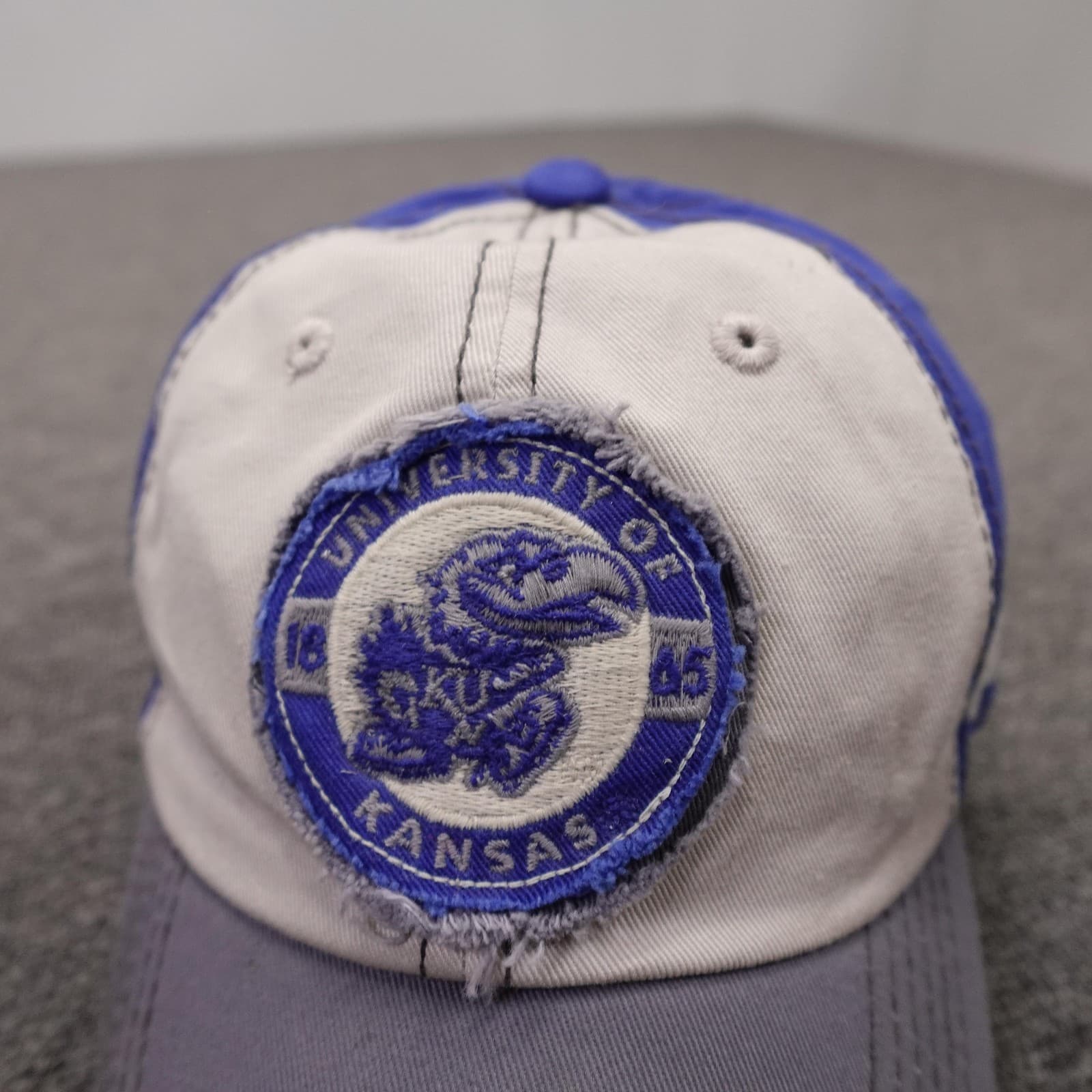 Kansas Jayhawks Hat Cap Strap Back Mens One Size Blue Gray NCAA Russell Athletic - Thumbnail 2