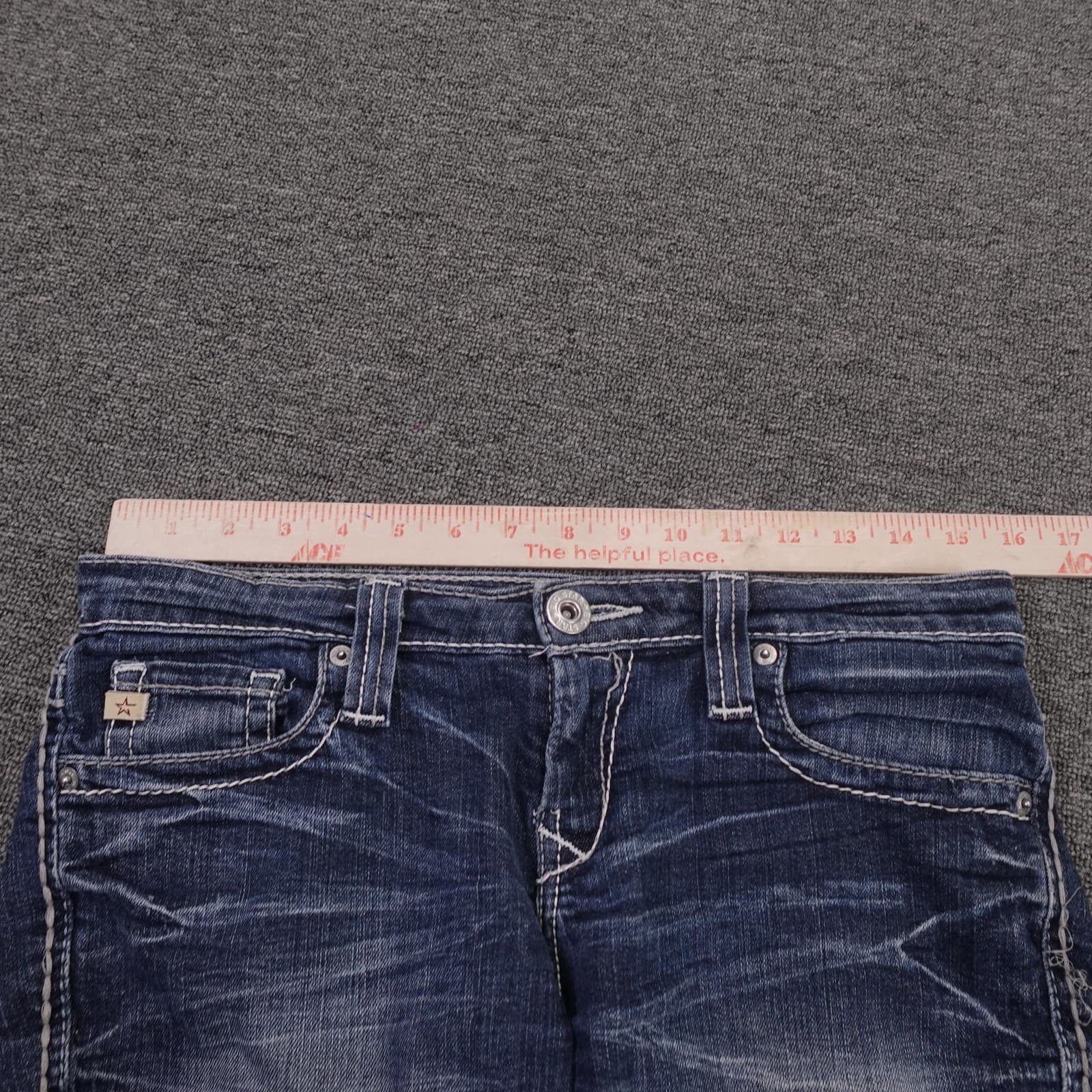 Big Star Casey K Shorts Womens 27 Blue Denim Low Rise Cutoff Embroidered - Thumbnail 6