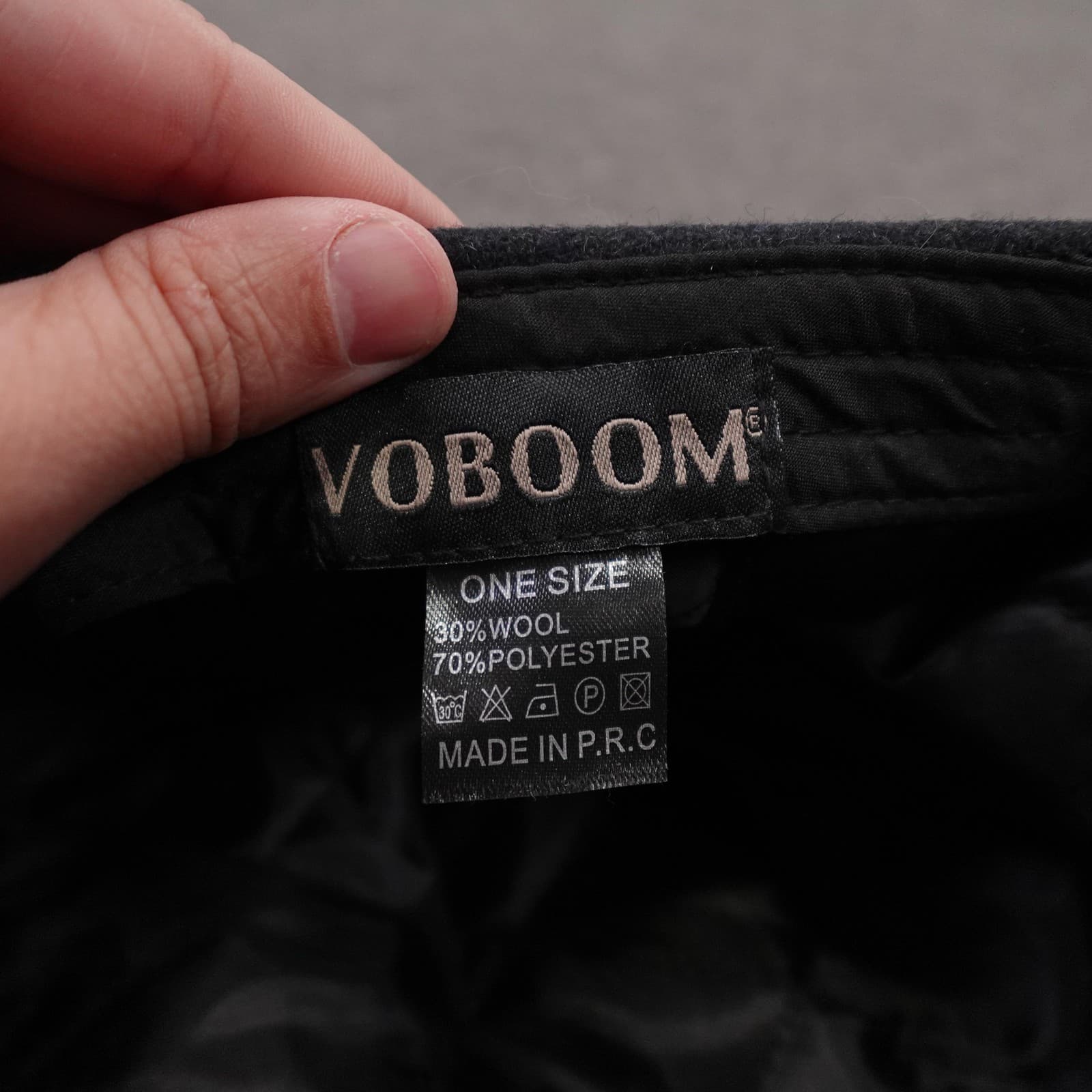 Voboom Hat Newsboy Fitted Mens One Size Black Wool Blend Quilted Lined Winter - Thumbnail 6