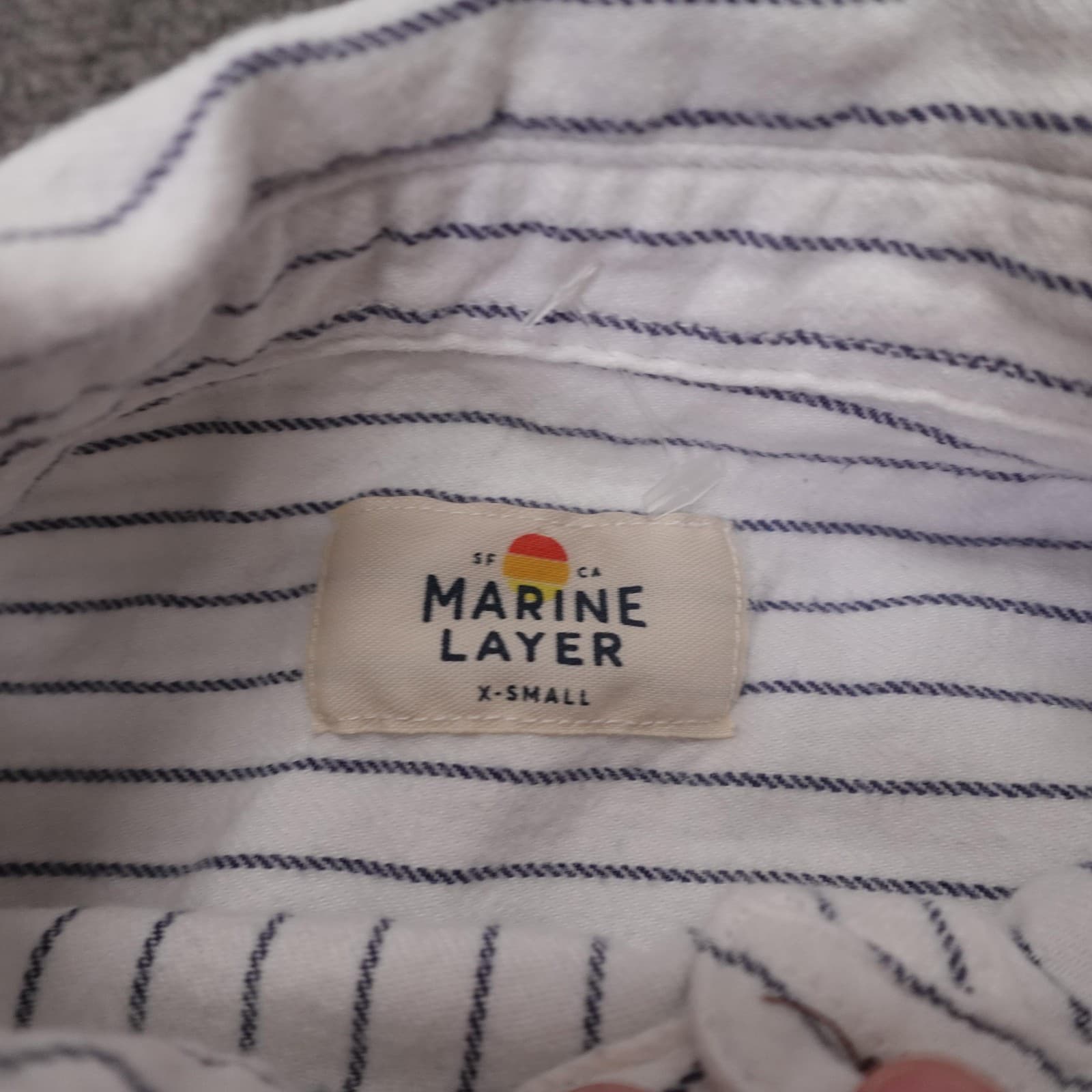 Marine Layer Shirt Womens XS White Striped Organic Cotton Side Button Tunic Top - Thumbnail 3