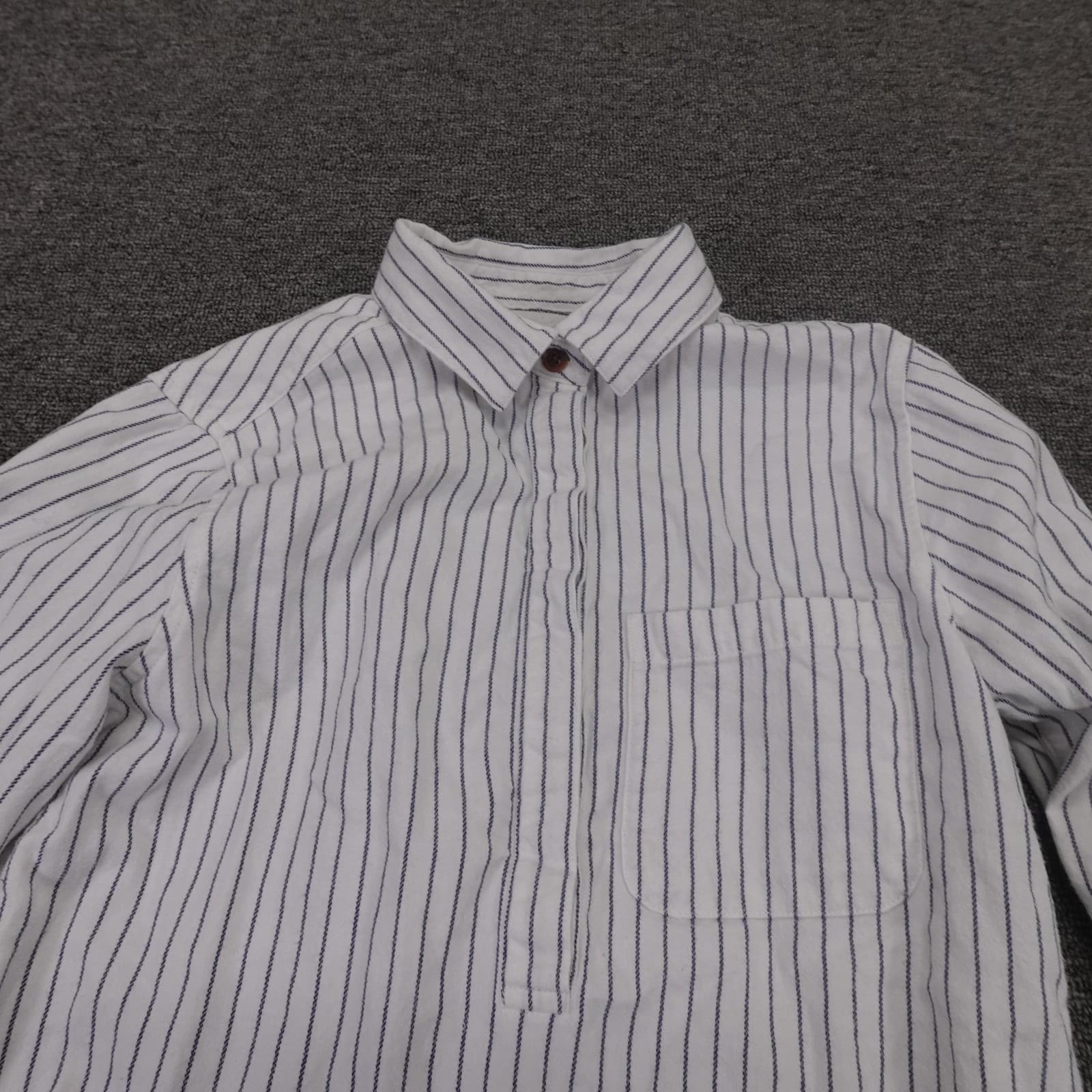 Marine Layer Shirt Womens XS White Striped Organic Cotton Side Button Tunic Top - Thumbnail 2