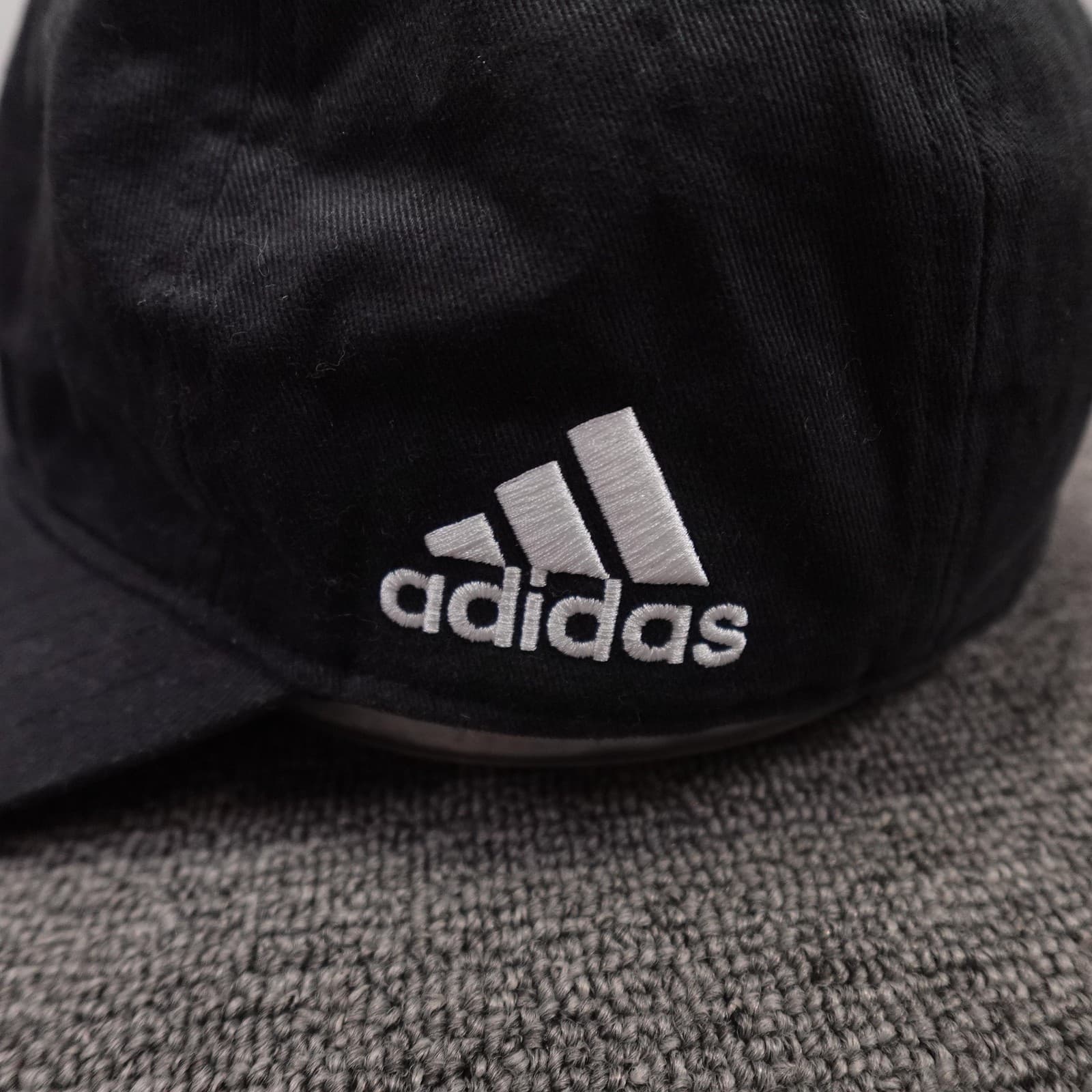 Adidas Hat Cap Strap Back Mens One Size Black Twill Baseball Sports Logo - Thumbnail 3