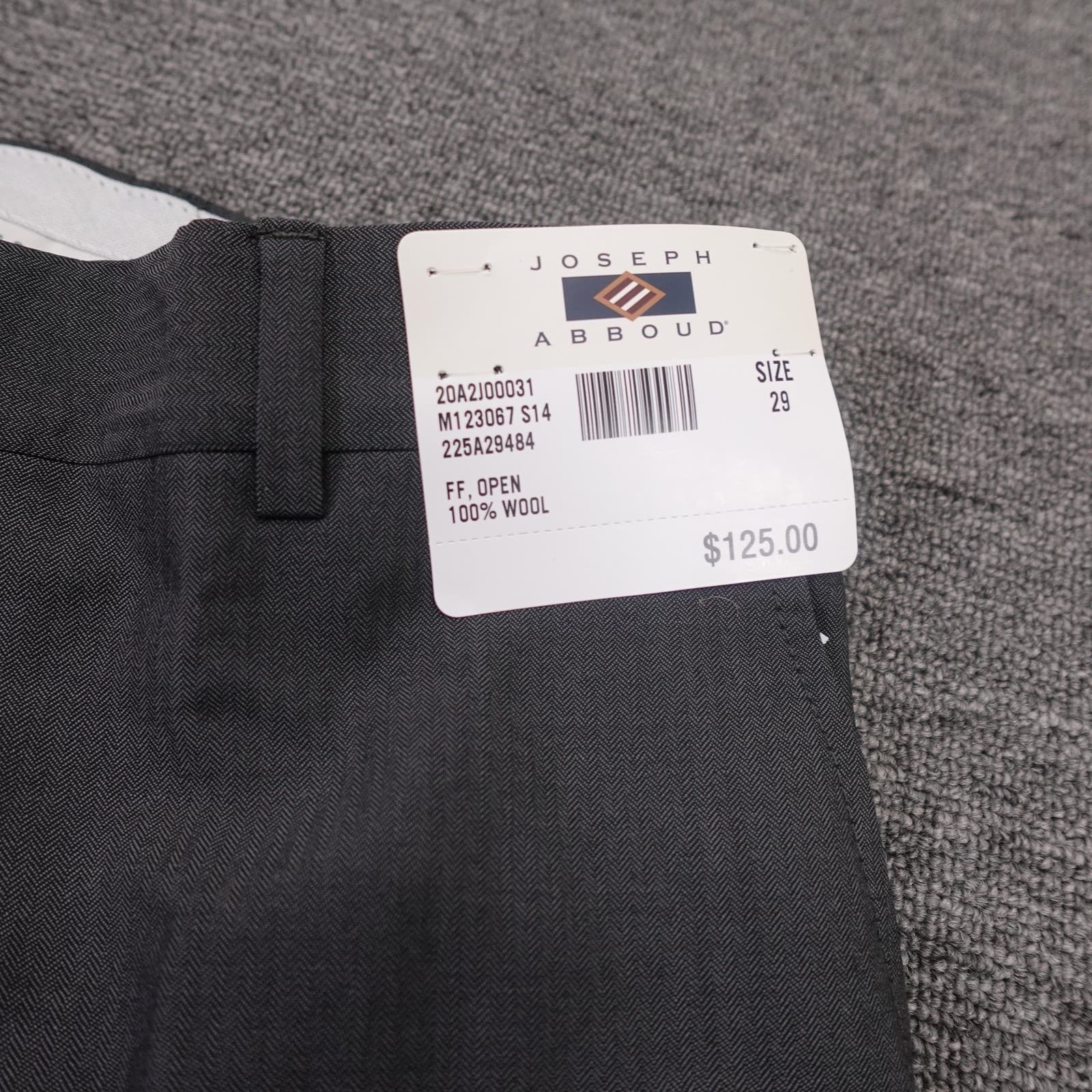 Joseph Abboud Suit Pants Mens 29x28 Gray Herringbone Wool Dress Made Italy - Thumbnail 6