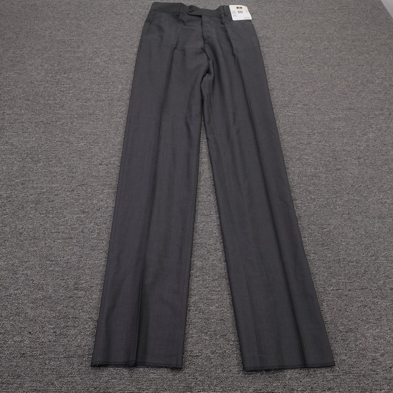 Joseph Abboud Suit Pants Mens 29x28 Gray Herringbone Wool Dress Made Italy