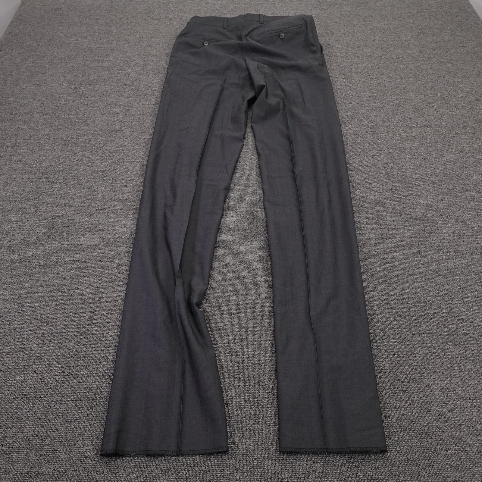 Joseph Abboud Suit Pants Mens 29x28 Gray Herringbone Wool Dress Made Italy - Thumbnail 8