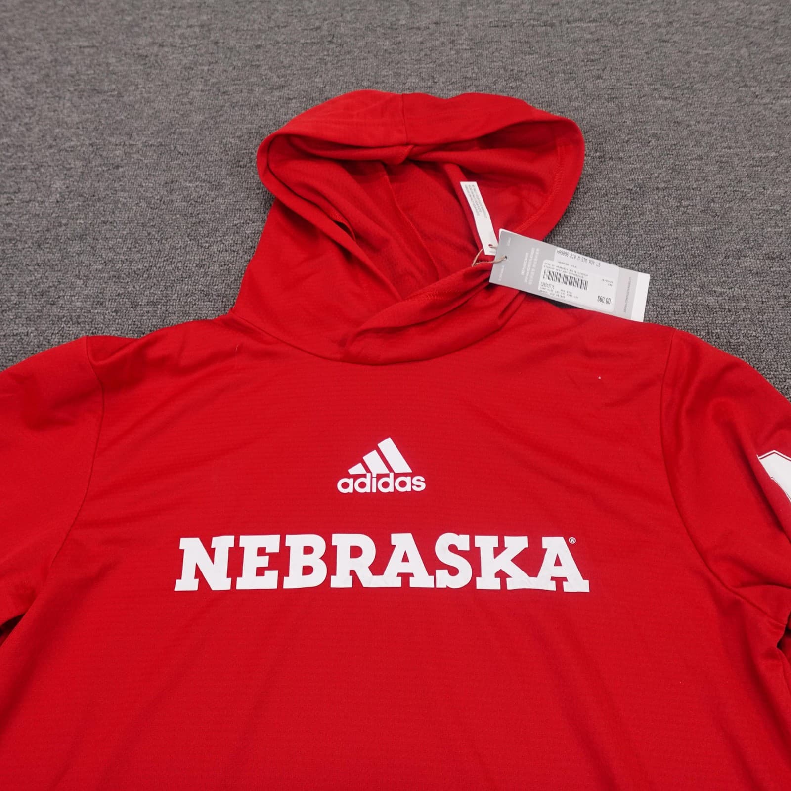 Nebraska Cornhuskers Shirt Mens XS Red NCAA Football Adidas Hooded Long Sleeve - Thumbnail 2