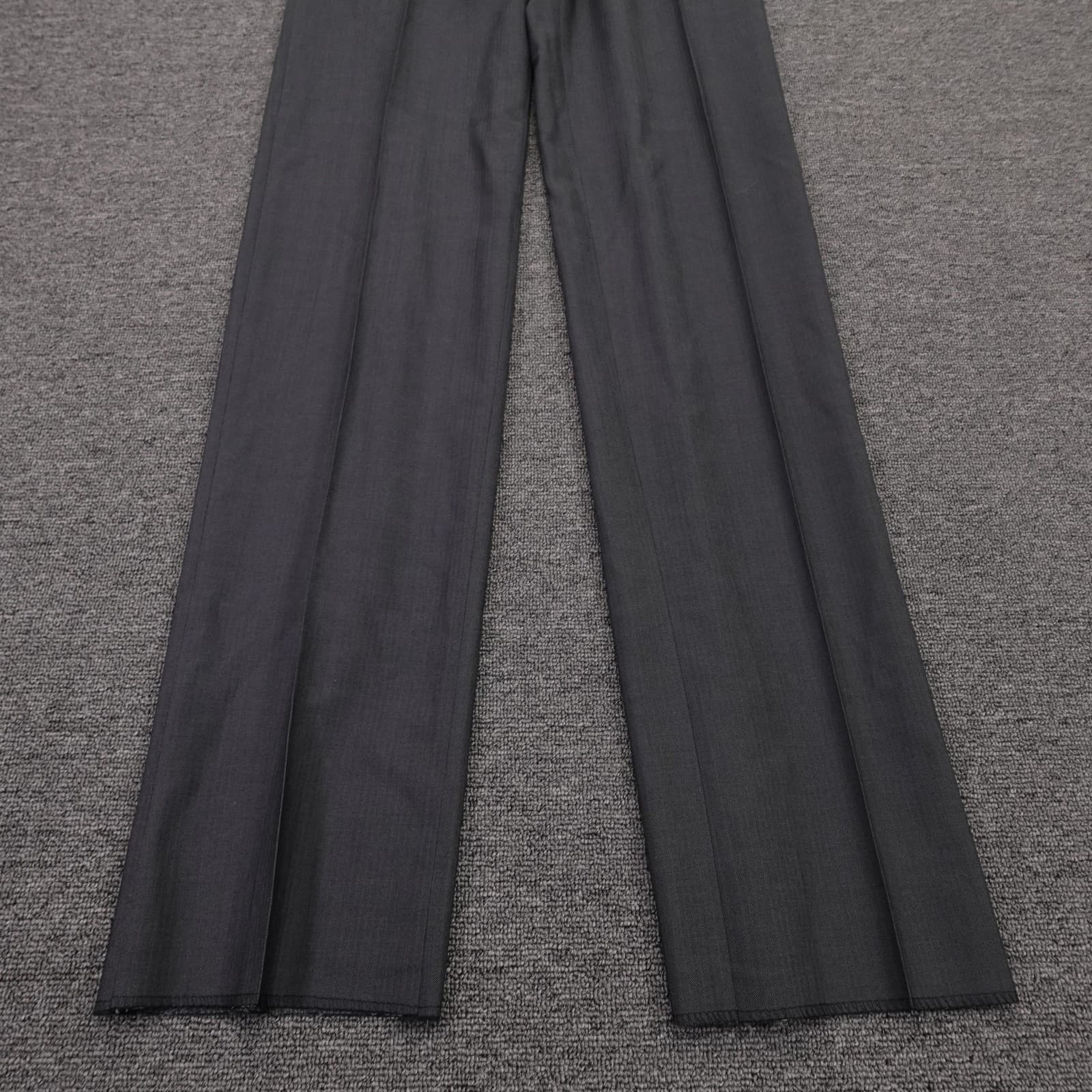 Joseph Abboud Suit Pants Mens 29x28 Gray Herringbone Wool Dress Made Italy - Thumbnail 2