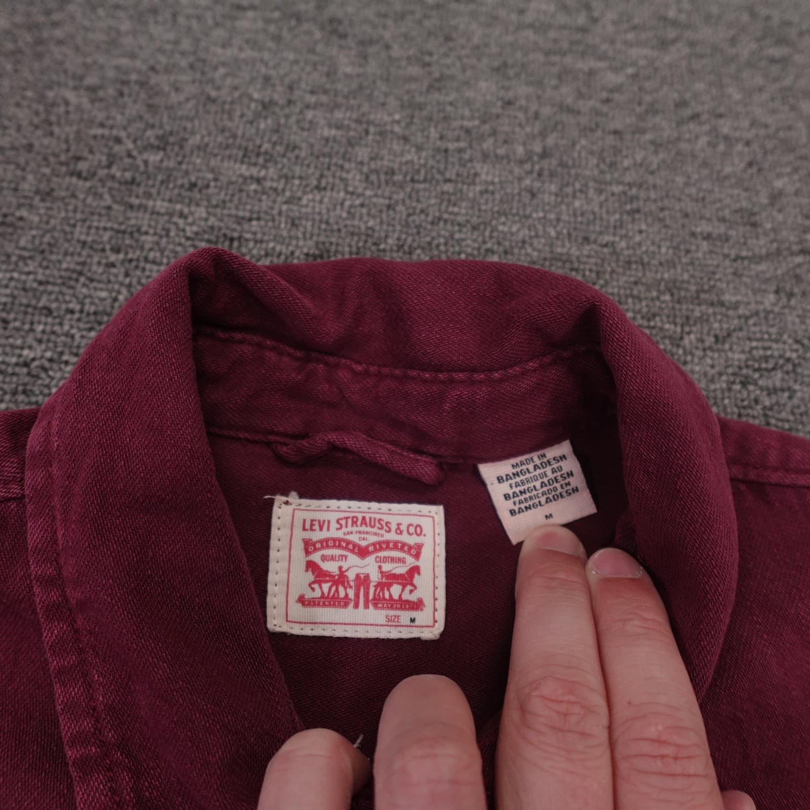 Levi Strauss Shirt Womens Medium Red Western Pearl Snap Long Sleeve Top - Thumbnail 3