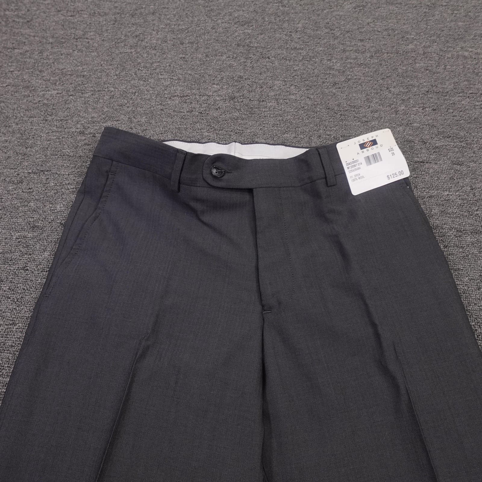 Joseph Abboud Suit Pants Mens 29x28 Gray Herringbone Wool Dress Made Italy - Thumbnail 5