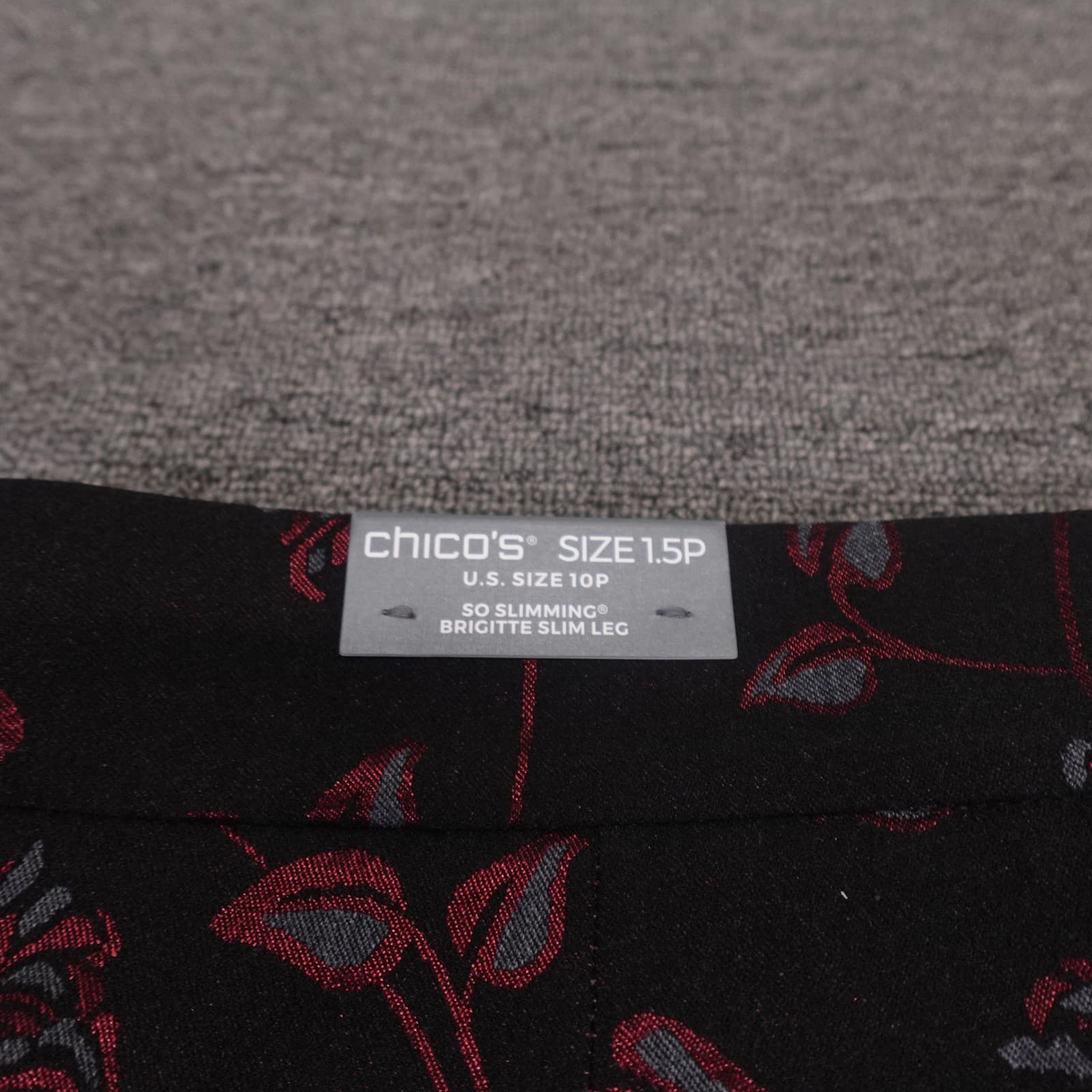 Chicos Pants Womens 10 Petite Black Floral Ponte So Slimming Brigitte Slim Leg - Thumbnail 6