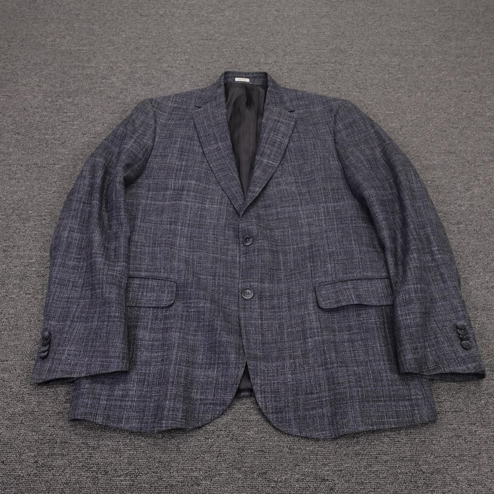 Joseph Abboud Blazer Mens 44R Blue Check Wool Silk Linen Ethomas Sport Coat