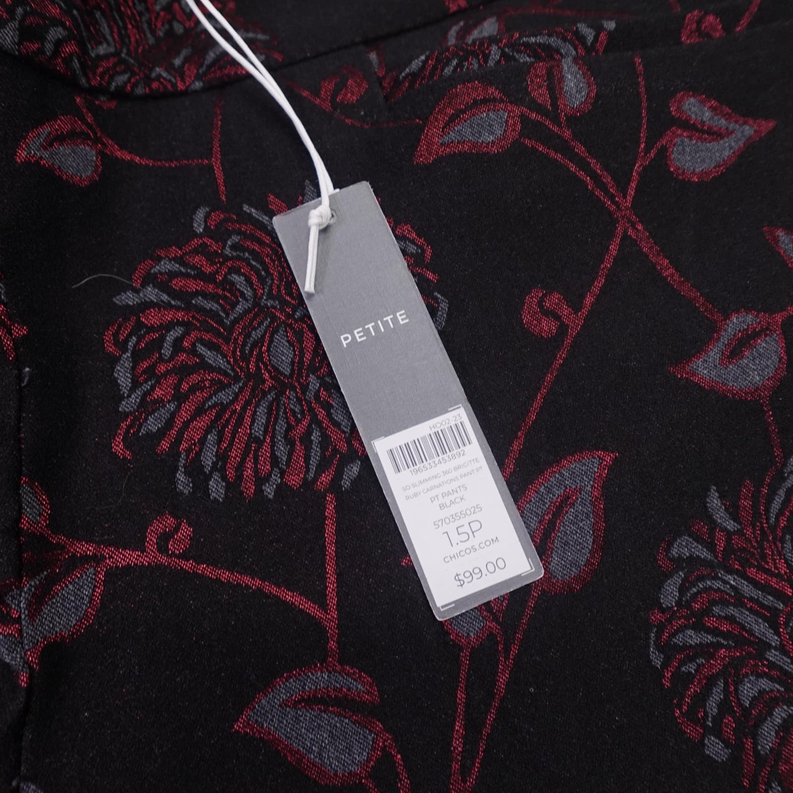 Chicos Pants Womens 10 Petite Black Floral Ponte So Slimming Brigitte Slim Leg - Thumbnail 4