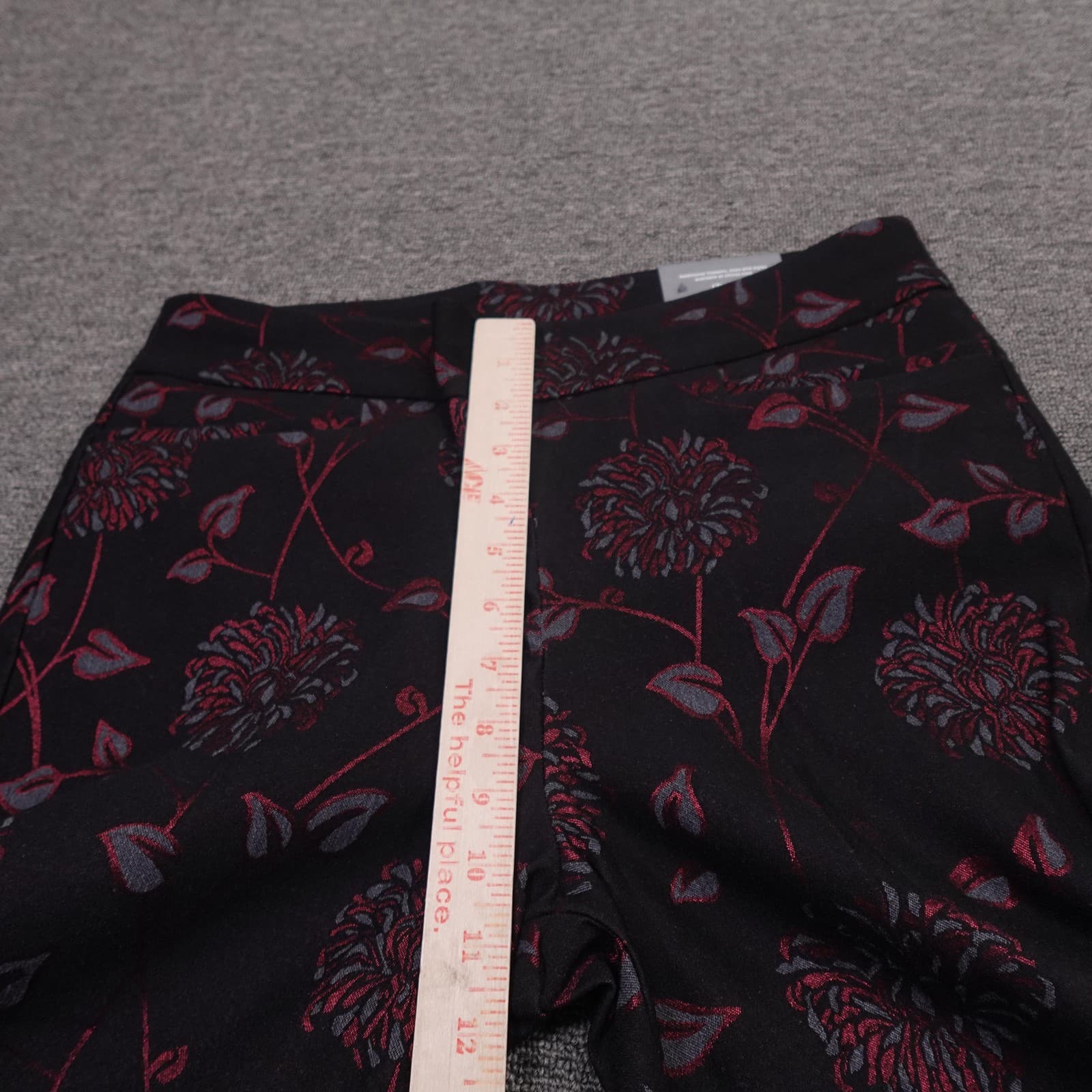 Chicos Pants Womens 10 Petite Black Floral Ponte So Slimming Brigitte Slim Leg - Thumbnail 9