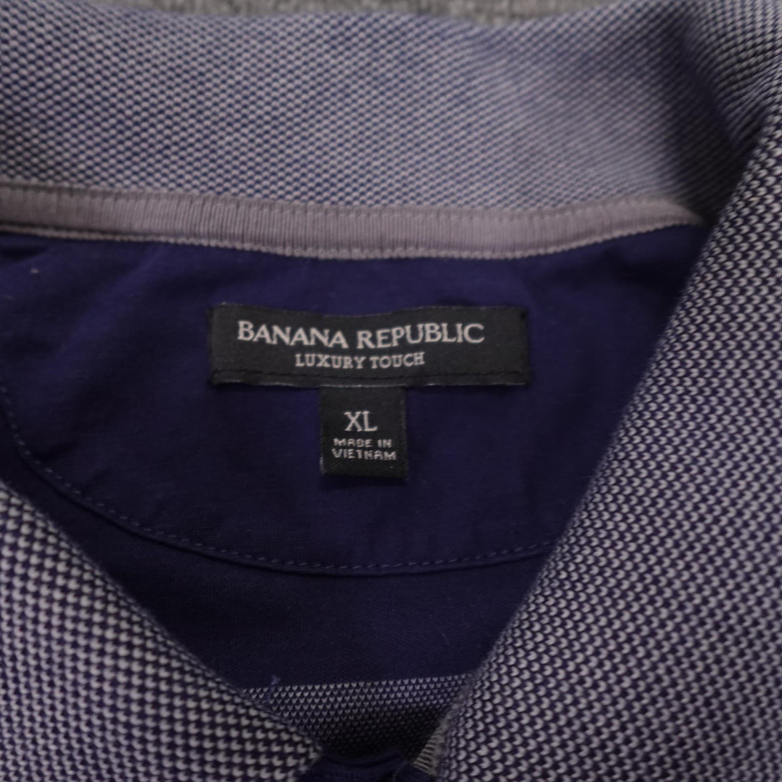 Banana Republic Polo Shirt Mens XL Blue Striped Luxury Touch Cotton Knit Casual - Thumbnail 3
