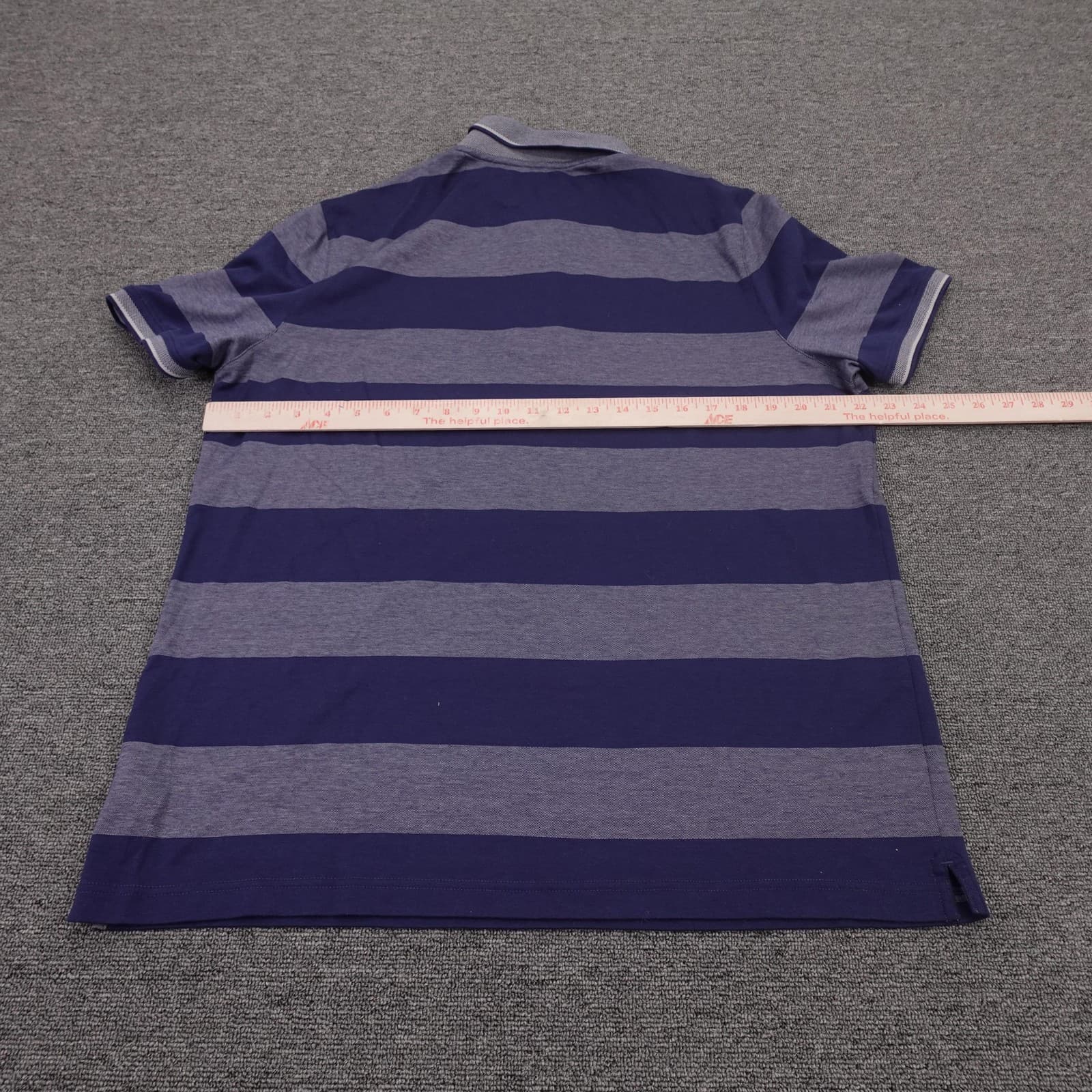 Banana Republic Polo Shirt Mens XL Blue Striped Luxury Touch Cotton Knit Casual - Thumbnail 4