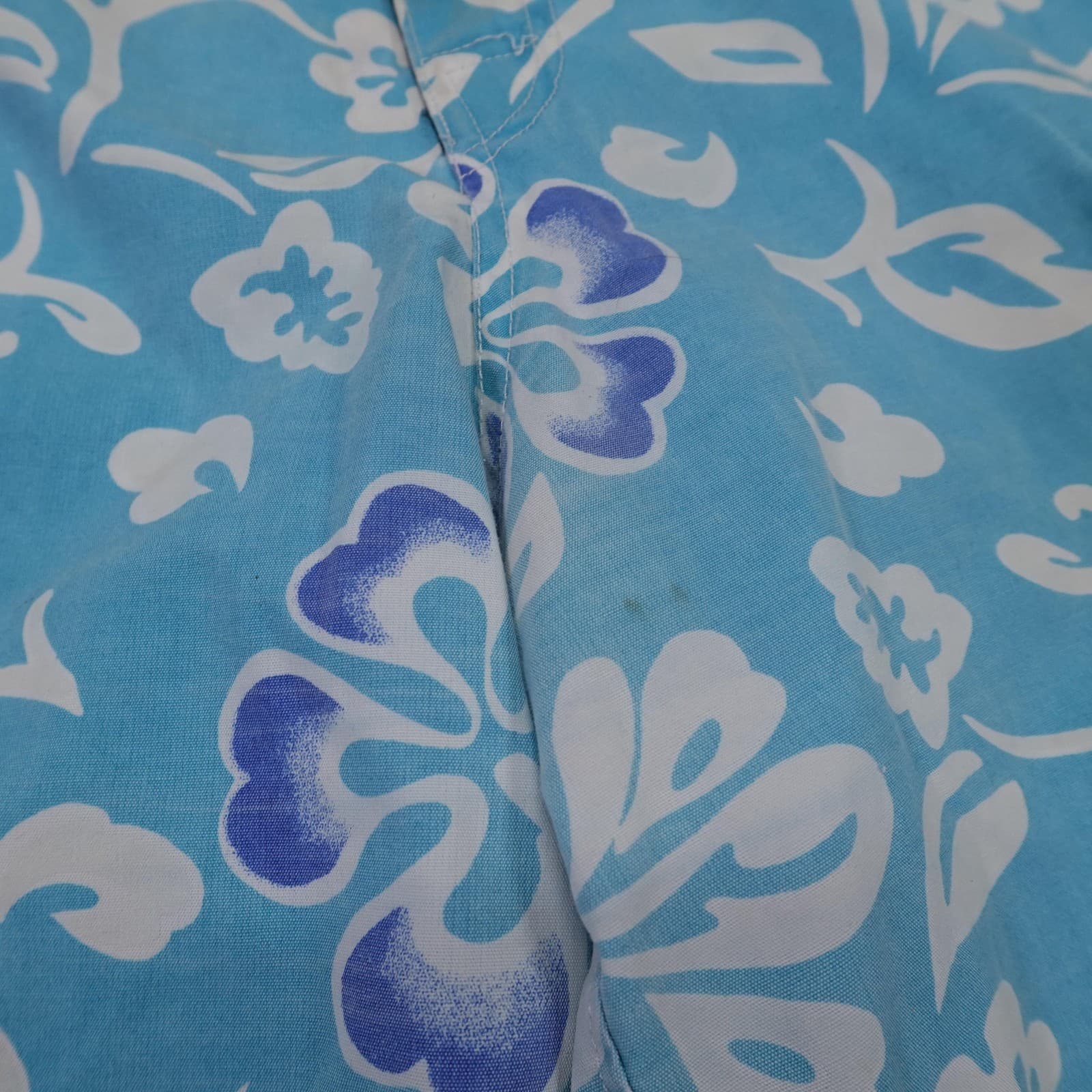 Vintage Pacific Line Swim Shorts Mens 32 Blue Floral Hawaiian Surf Board Trunks - Thumbnail 3