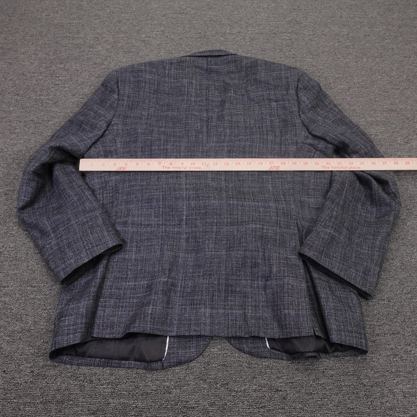 Joseph Abboud Blazer Mens 44R Blue Check Wool Silk Linen Ethomas Sport Coat - Thumbnail 7