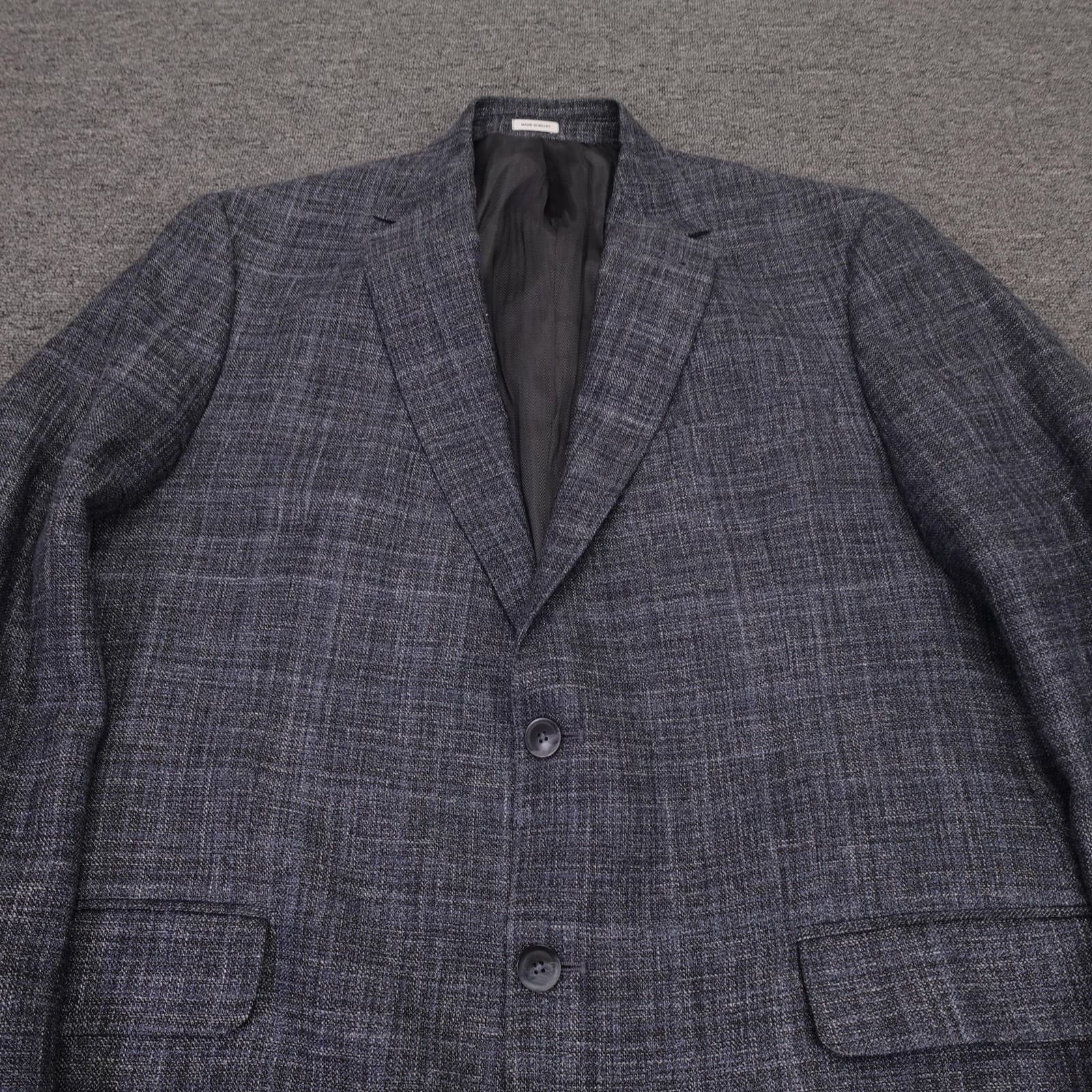 Joseph Abboud Blazer Mens 44R Blue Check Wool Silk Linen Ethomas Sport Coat - Thumbnail 2