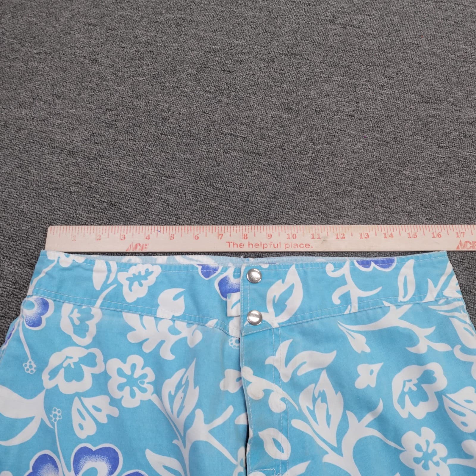 Vintage Pacific Line Swim Shorts Mens 32 Blue Floral Hawaiian Surf Board Trunks - Thumbnail 10