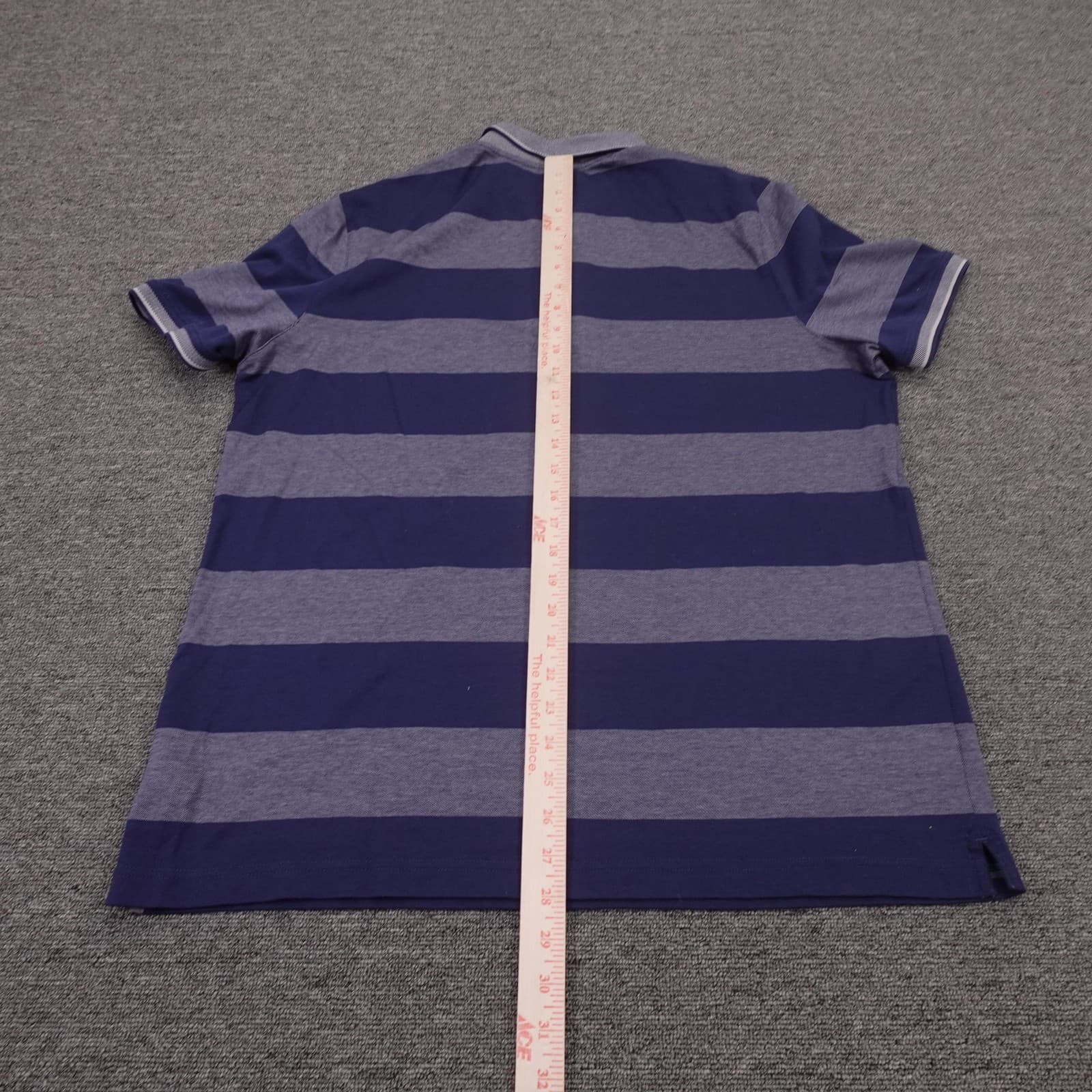Banana Republic Polo Shirt Mens XL Blue Striped Luxury Touch Cotton Knit Casual - Thumbnail 5