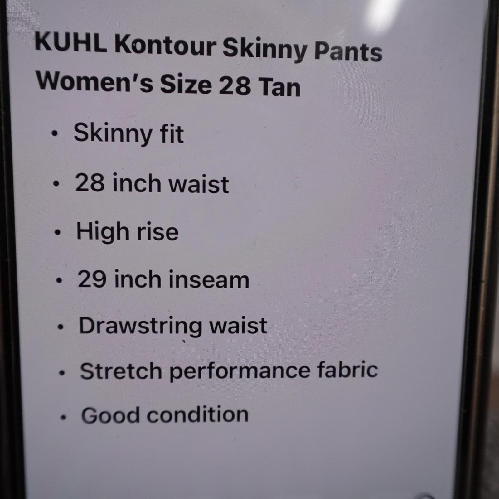 Kuhl Pants Womens 8 Beige Kontour Skinny Stretch High Rise 28x29 Casual - Thumbnail 11