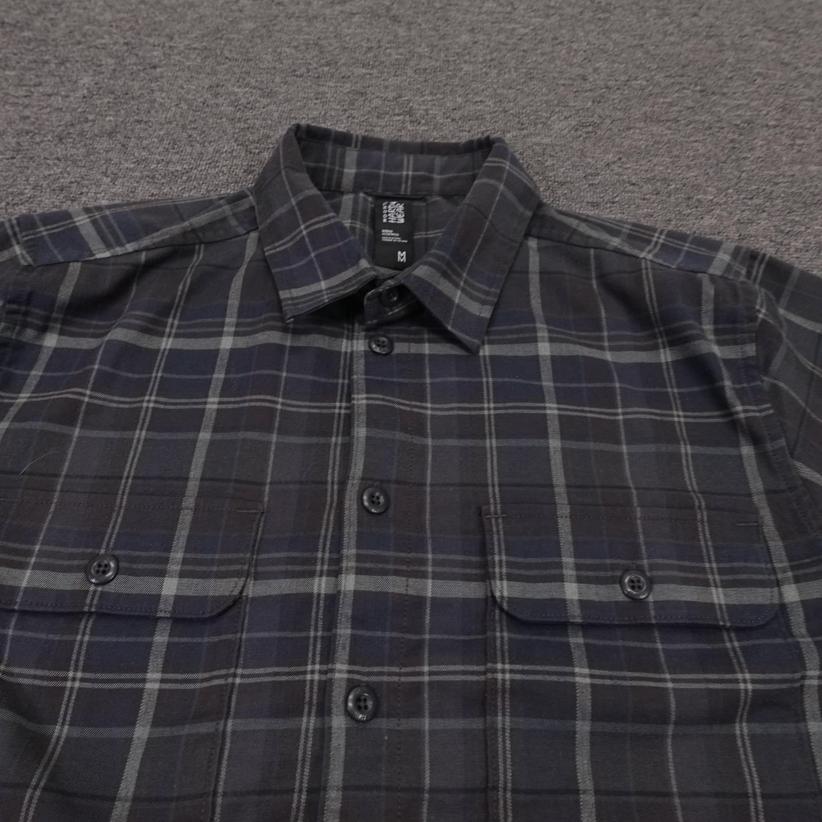 Mountain Hardwear Shirt Mens Medium Gray Plaid Flannel Long Sleeve Button Up - Thumbnail 3