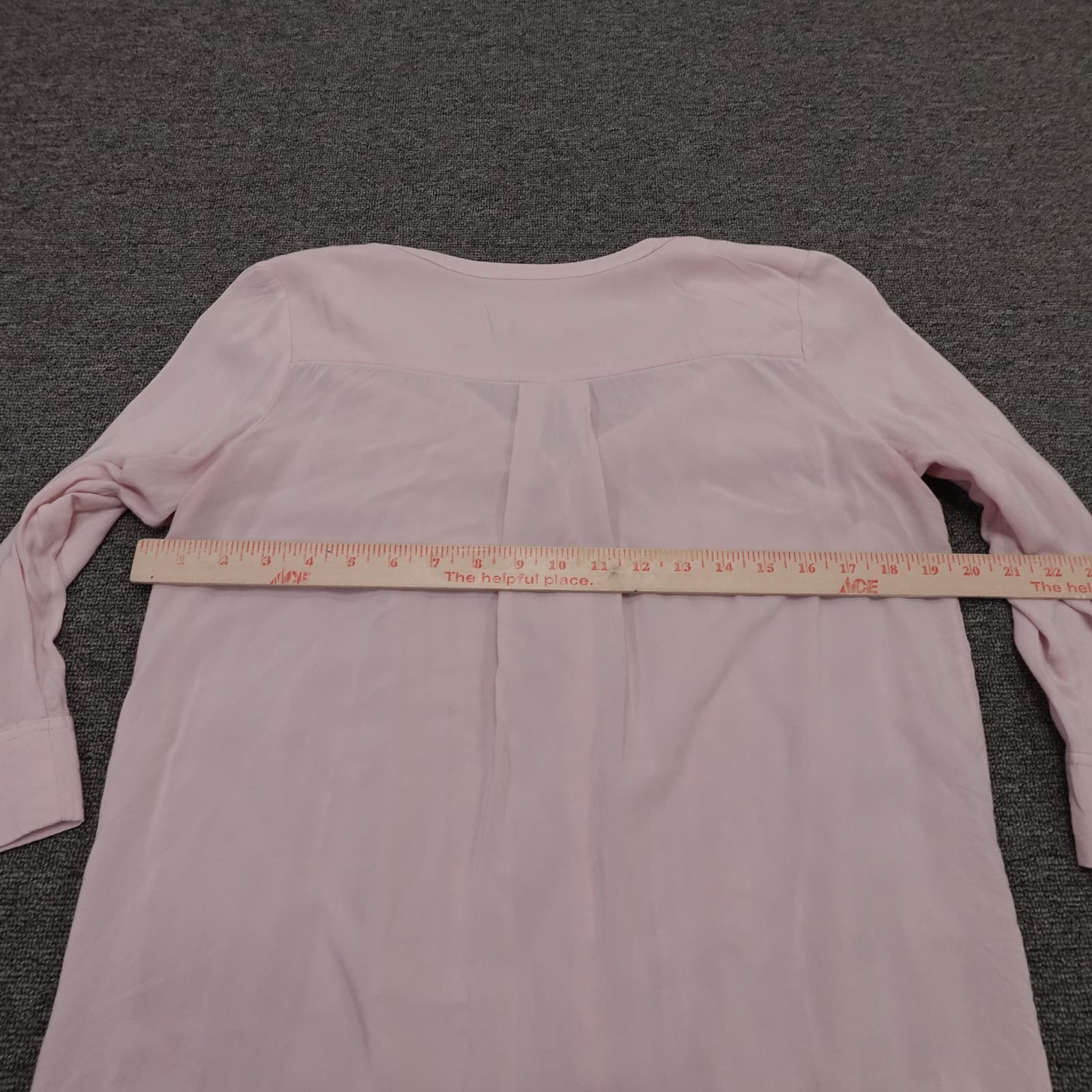 Maeve Blouse Womens 8 Pink Pleated Tunic 3/4 Sleeve Round Neck Rayon Top - Thumbnail 4